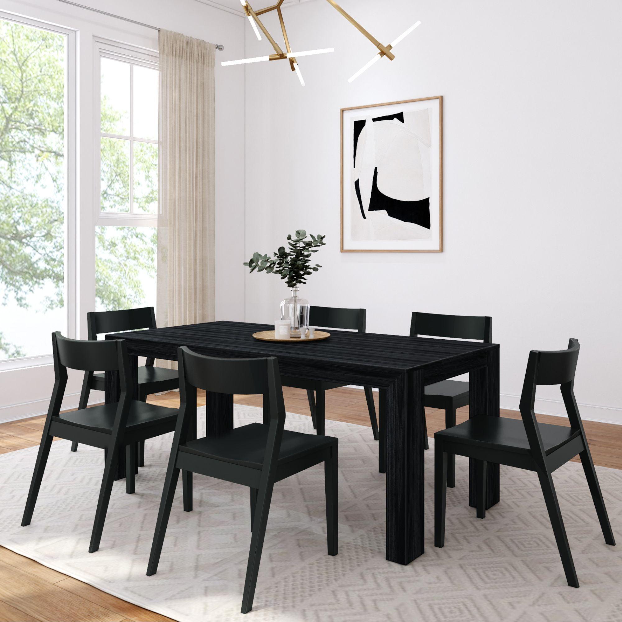 Plank+Beam 72" Modern Solid Wood Dining Table Set + 6 Chairs