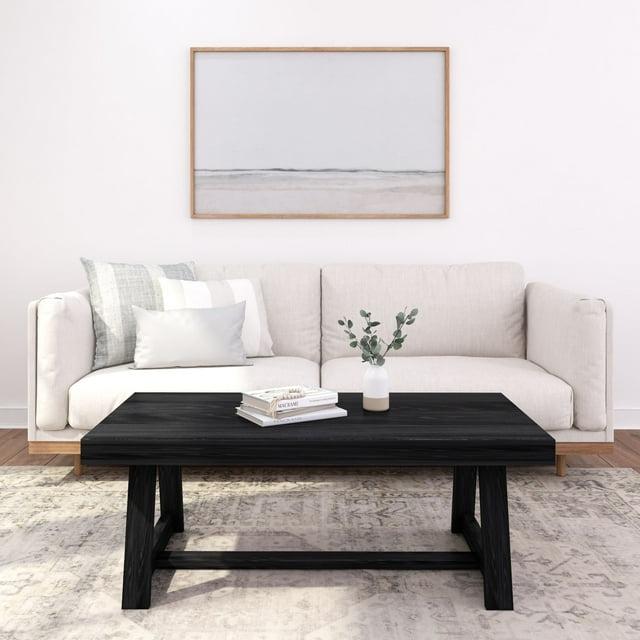 Plank+Beam Farmhouse Coffee Table, 48" Solid Wood Tables for Living Room, Rectangular Center Table