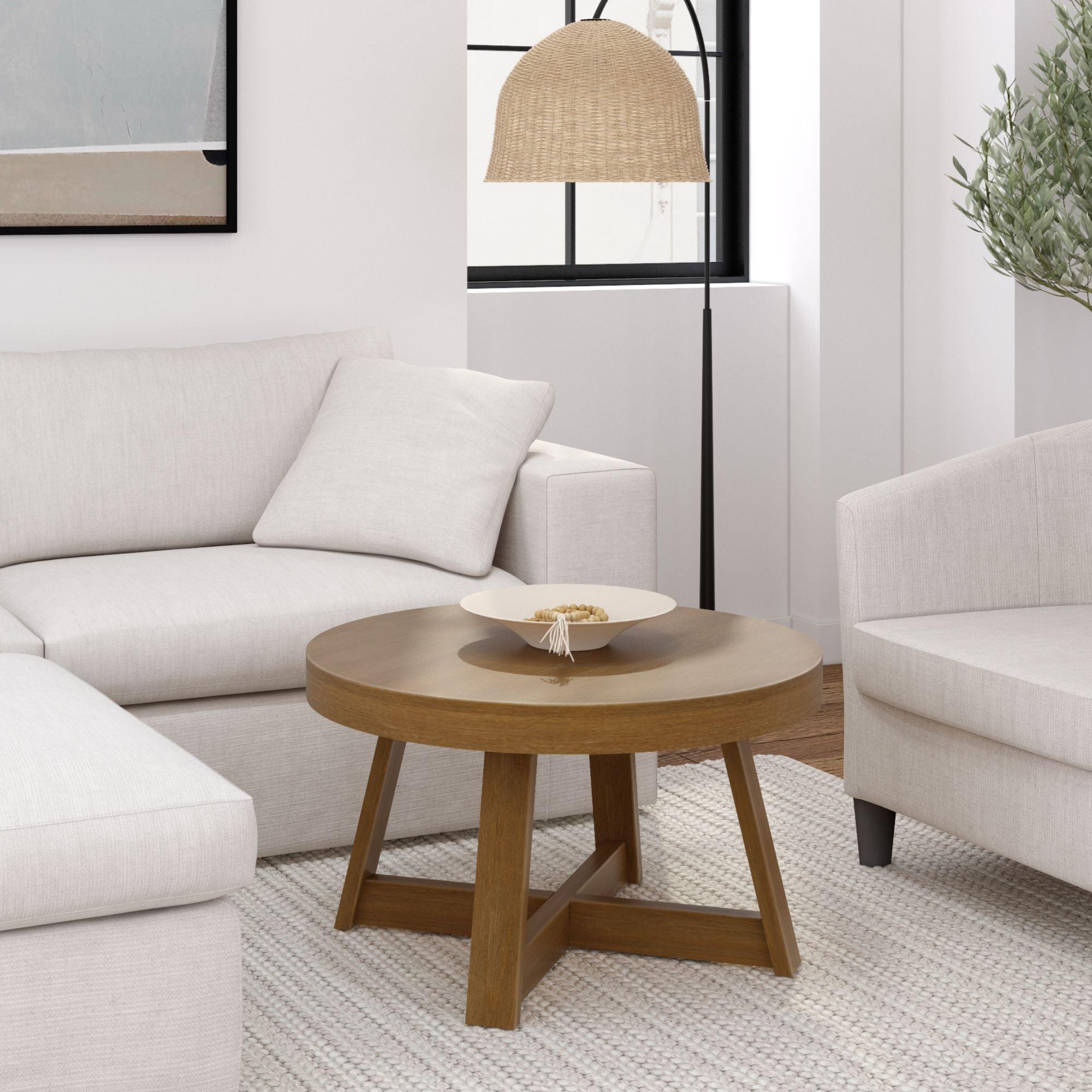 Plank+Beam Classic Round Coffee Table, 30" Farmhouse Coffee Table