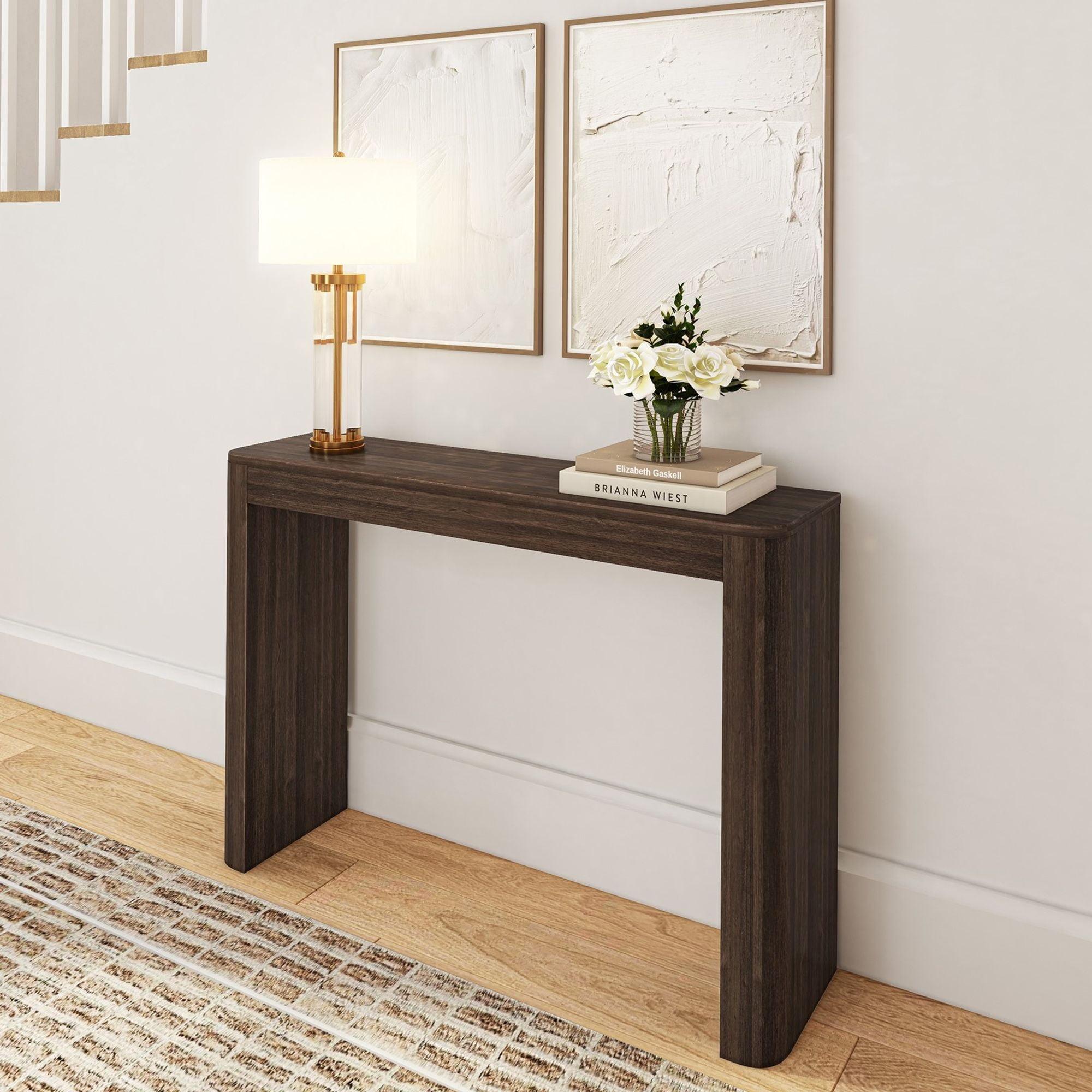 Plank+Beam 46" Solid Wood Console Table, Conture Rounded Edge Sofa Table, Narrow Entryway Table, Console Tables for Entryway