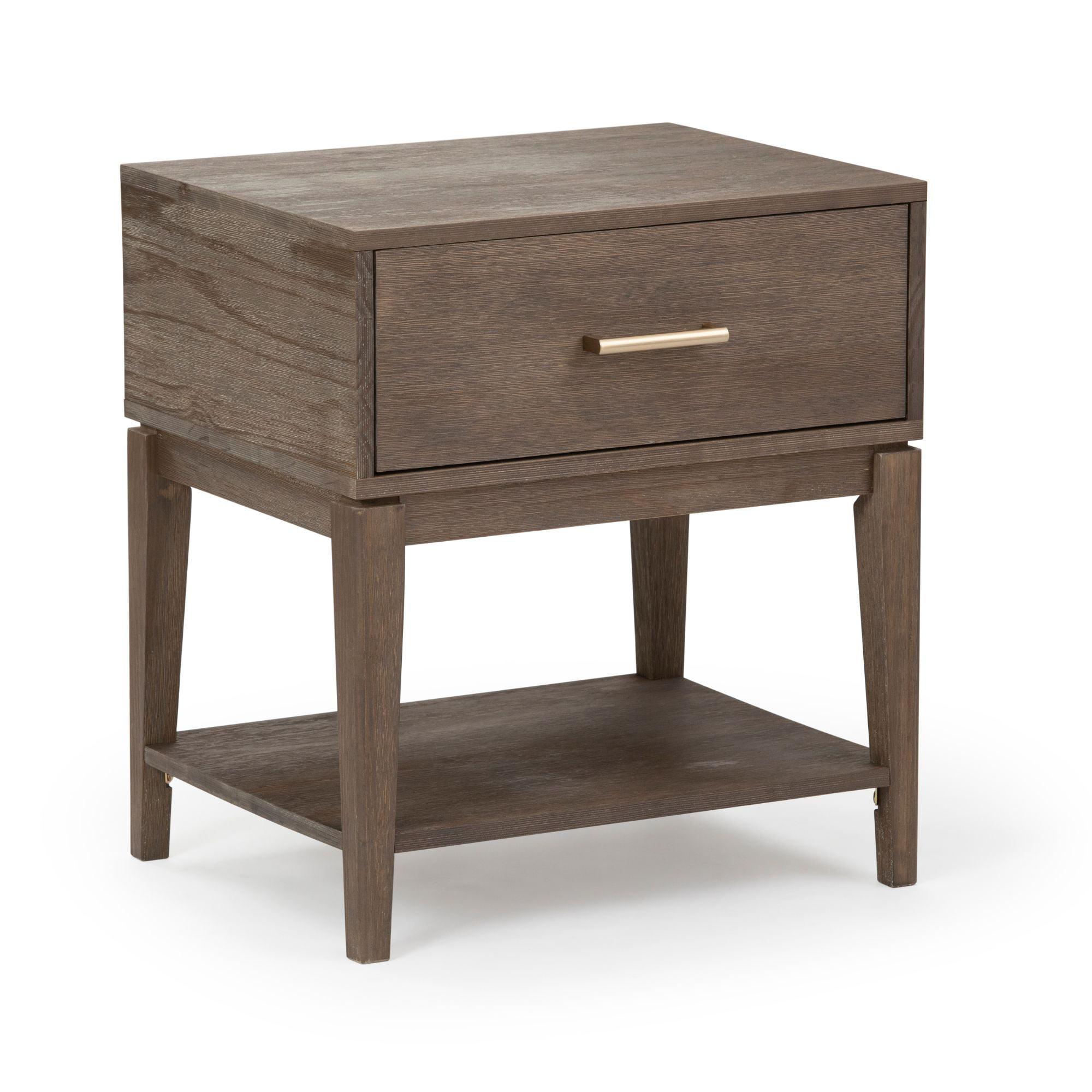 Plank+Beam Solid Wood Nightstand with 1 Drawer, Contemporary Side Table for Bedroom, Clay