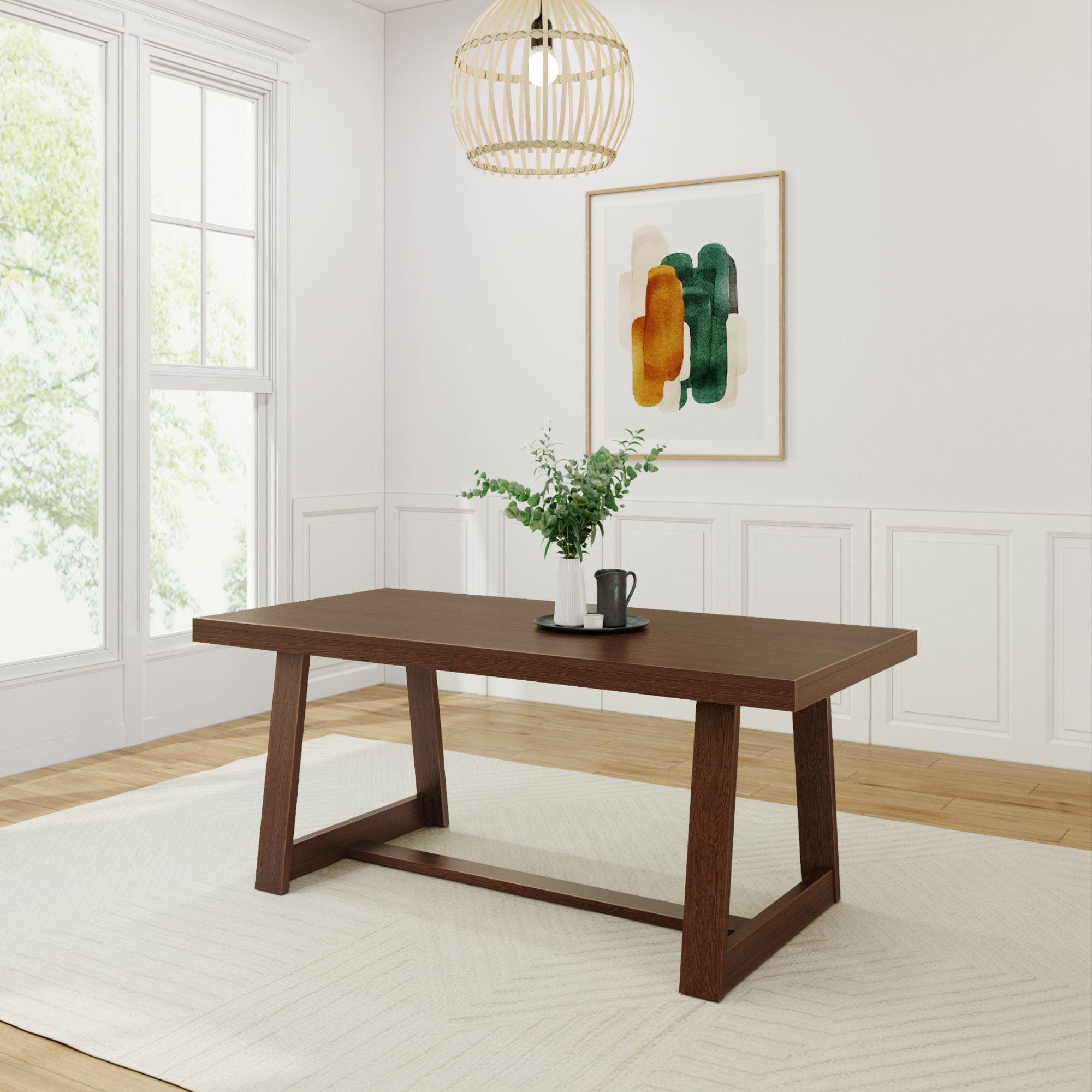 Plank+Beam Farmhouse 72" Dining Table, Solid Wood Rectangular Kitchen Table for 6 People