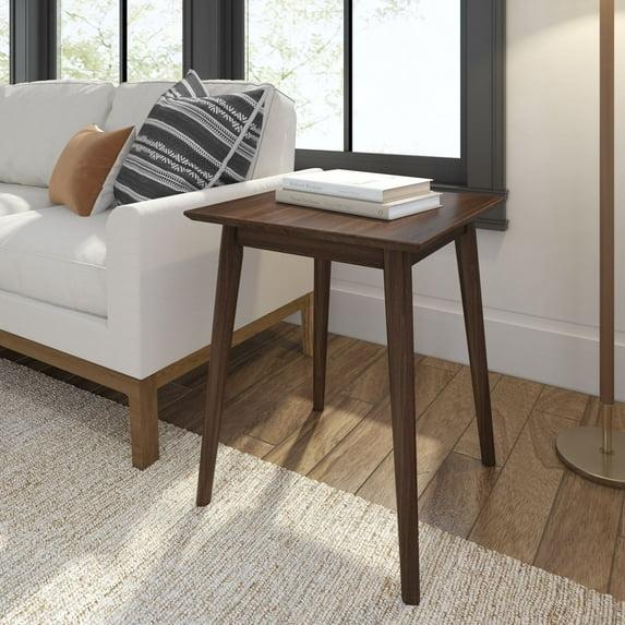 Plank+Beam Mid Century Modern Square Side Table, Couch Side Table, Small End Table For Office Space, Wooden Accent Table, Walnut