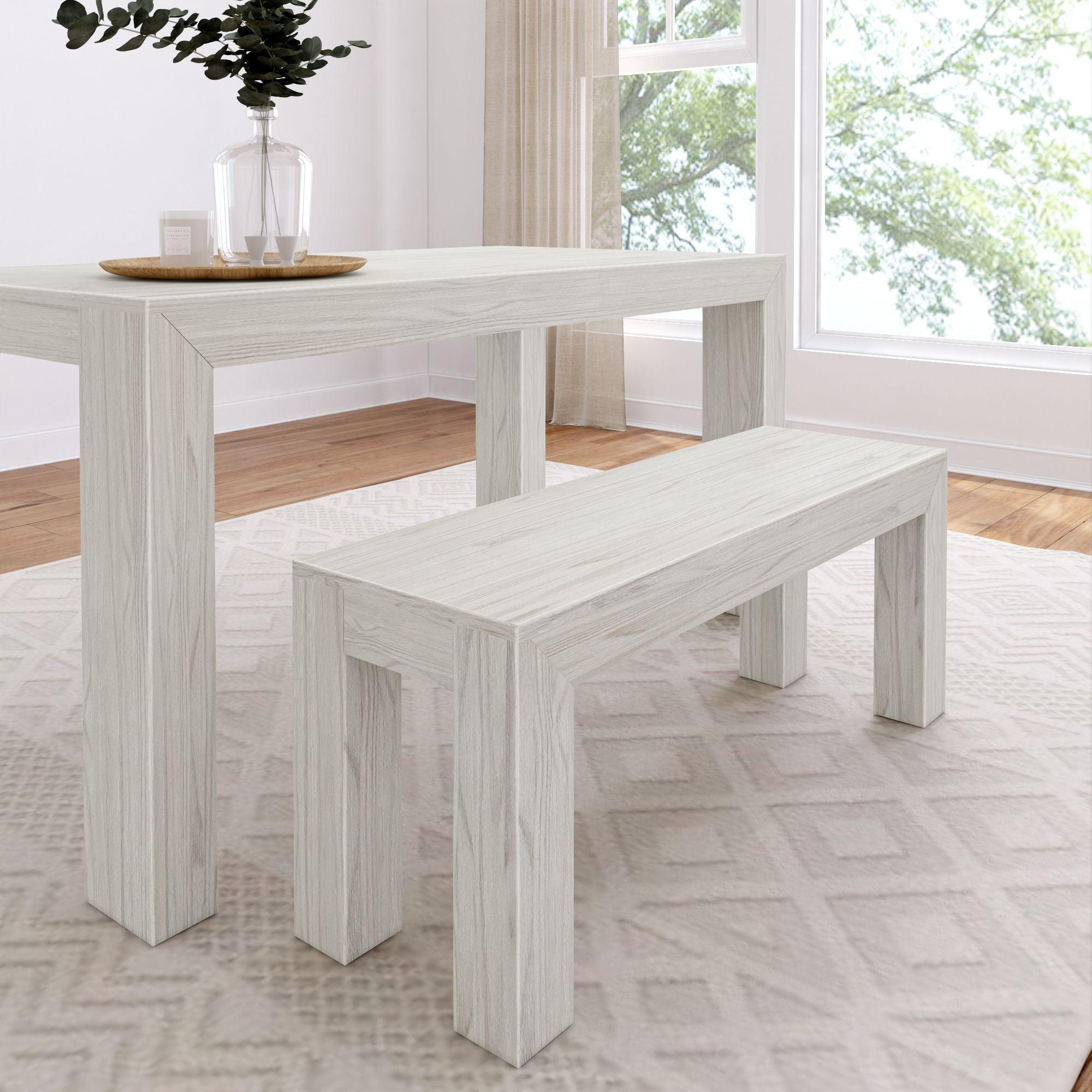 Plank+Beam Modern Dining Bench, Solid Wood Bench for Dining Table, 49"