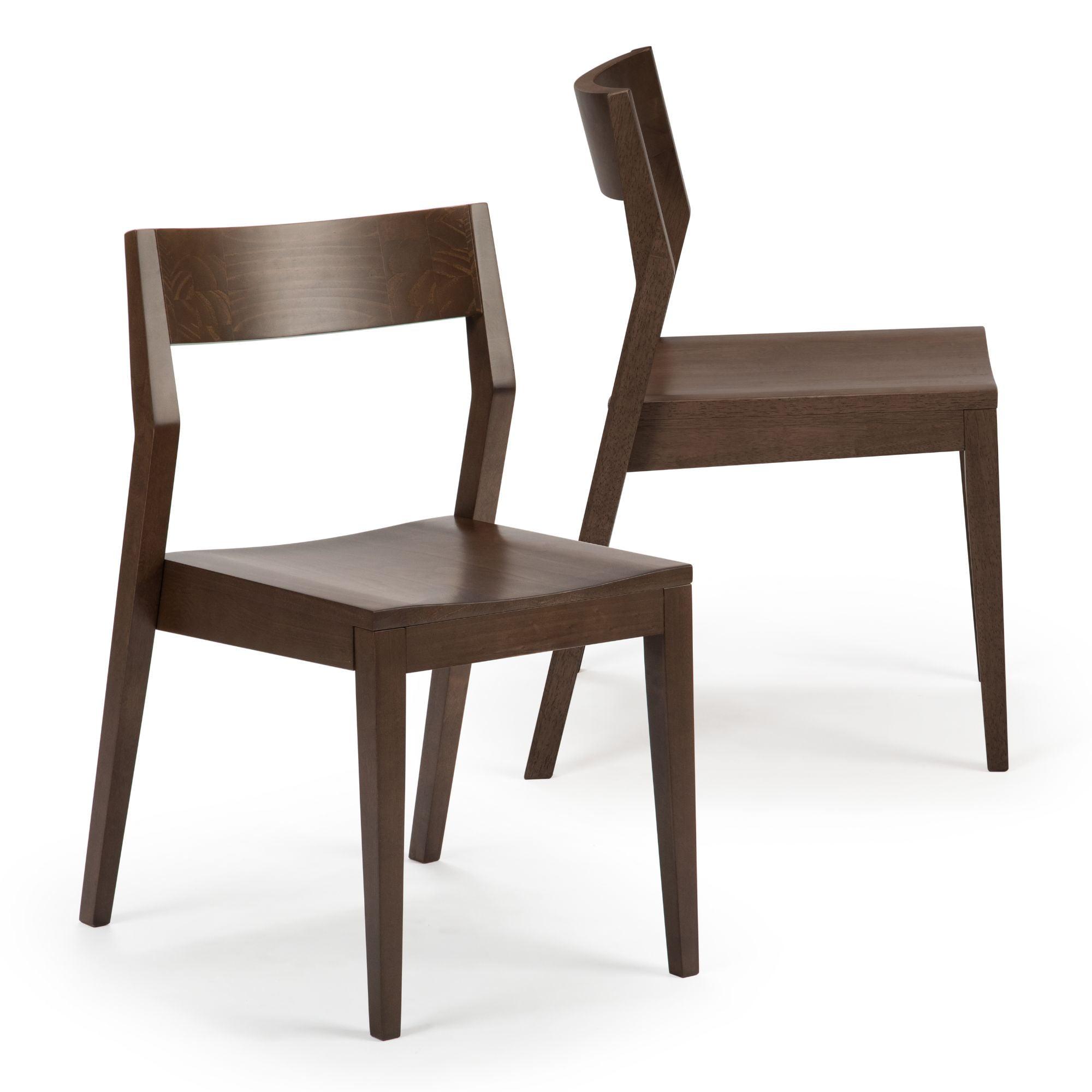 Walnut Brown Solid Wood Modern Side Chair Set