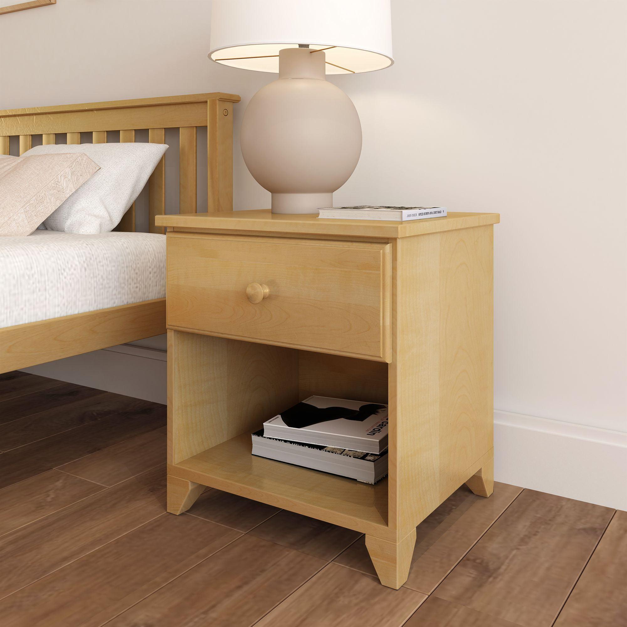 Plank+Beam Solid Wood Nightstand with 1 Drawer for Bedroom