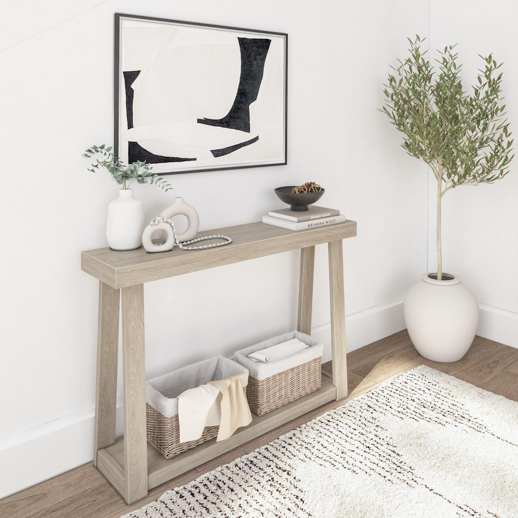 Wildon Home® Plank+Beam Solid Wood Console Table, Sofa Table, Narrow Entryway Table For Hallway, Behind The Couch, Living Room, Foyer, Easy Assembly, Seashell