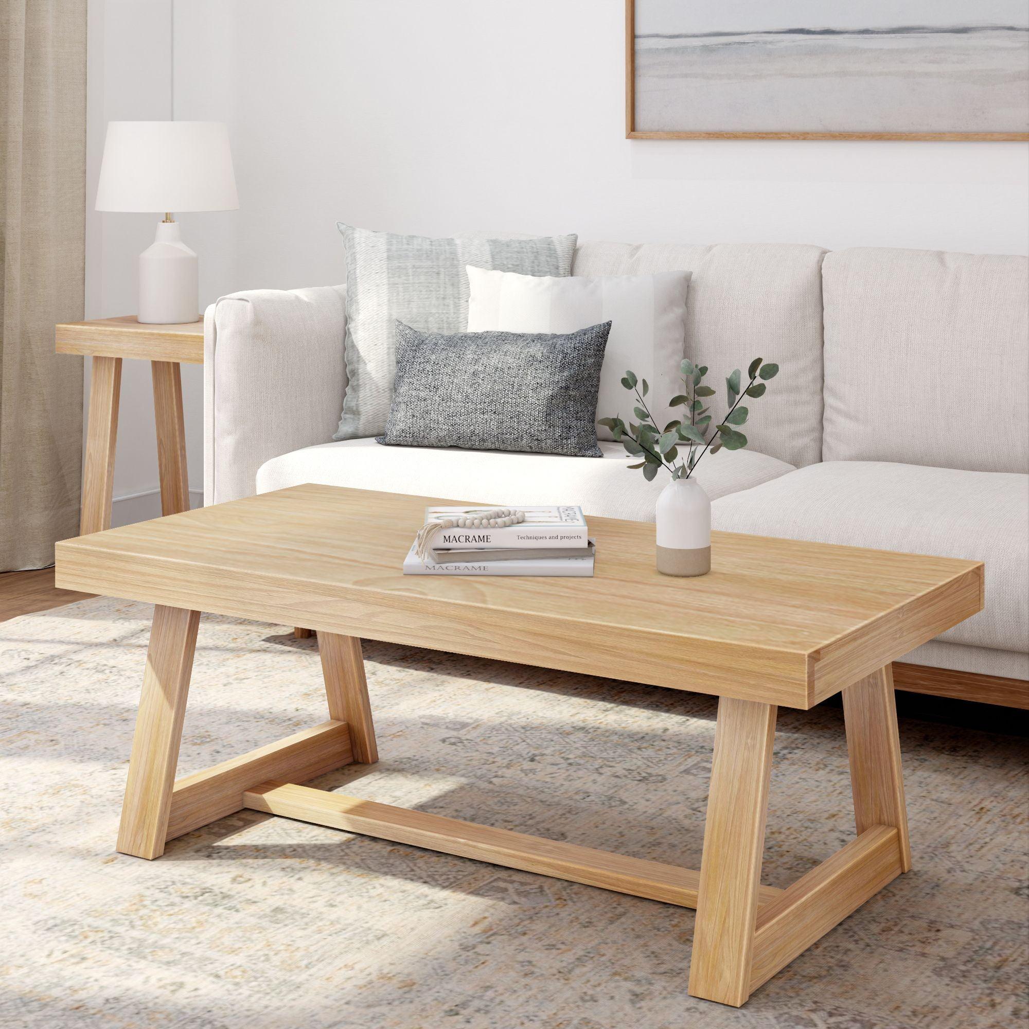 Plank+Beam Solid Wood Classic Rectangular Coffee Table, 48" Farmhouse Coffee Table
