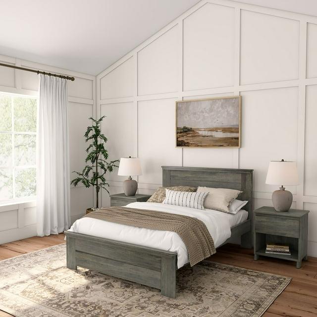 Plank+Beam Farmhouse Full Size Bed Frame with Headboard, Solid Wood Platform Bed