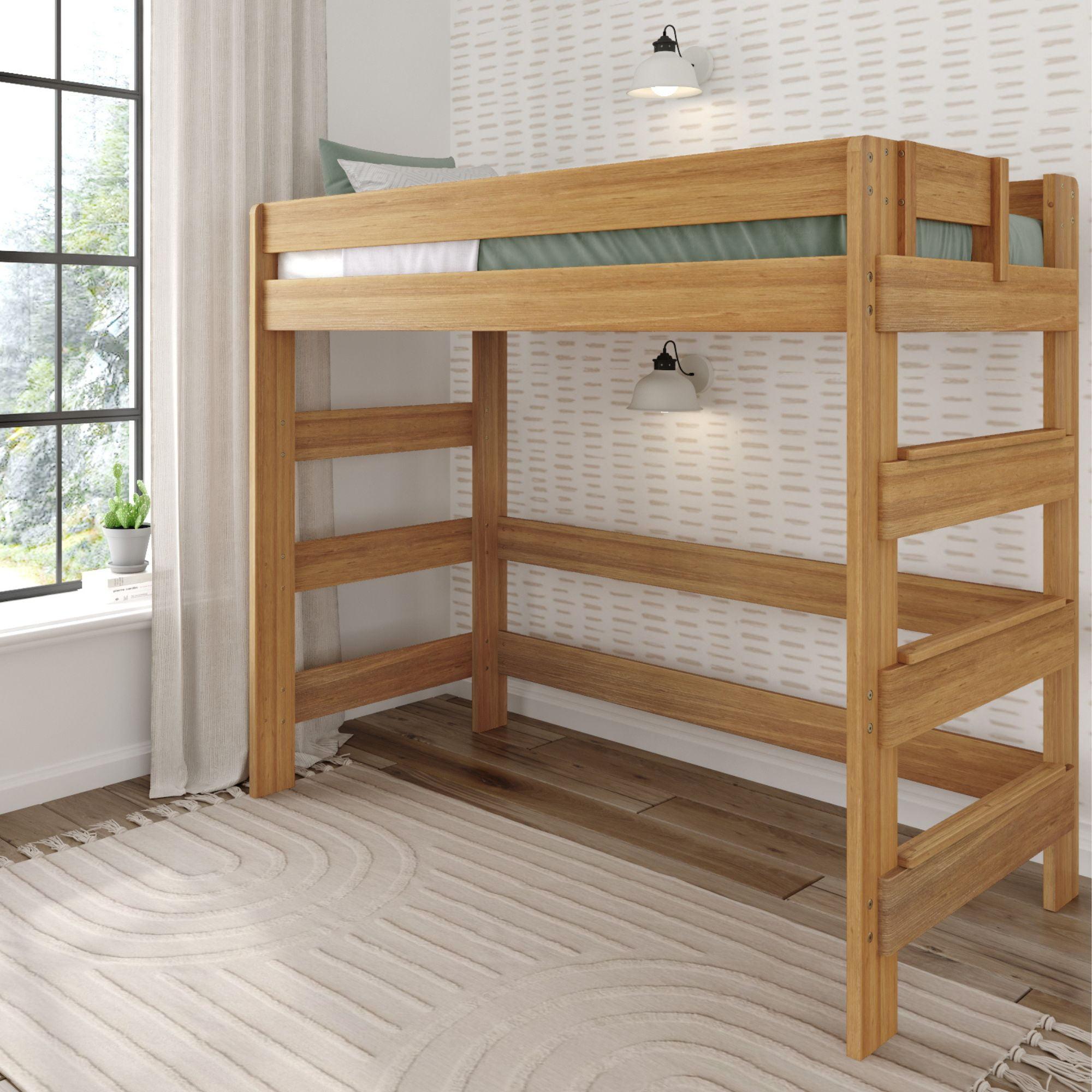 Plank+Beam Solid Wood Farmhouse High Loft Bed, Pecan