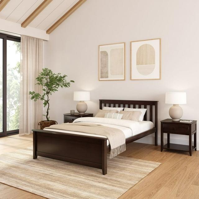 Plank+Beam Classic Solid Wood Full Size Bed Frame with Headboard for Adults