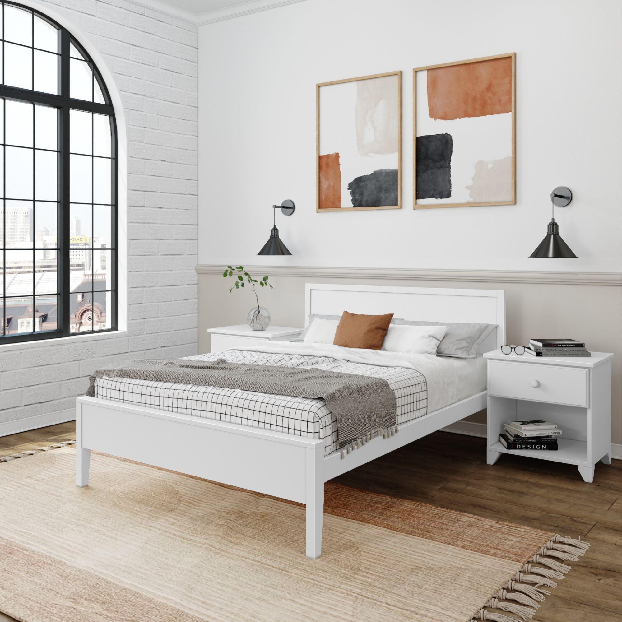Plank+Beam Solid Wood Full Size Bed Frame with Headboard, Modern Platform Bed for Adults