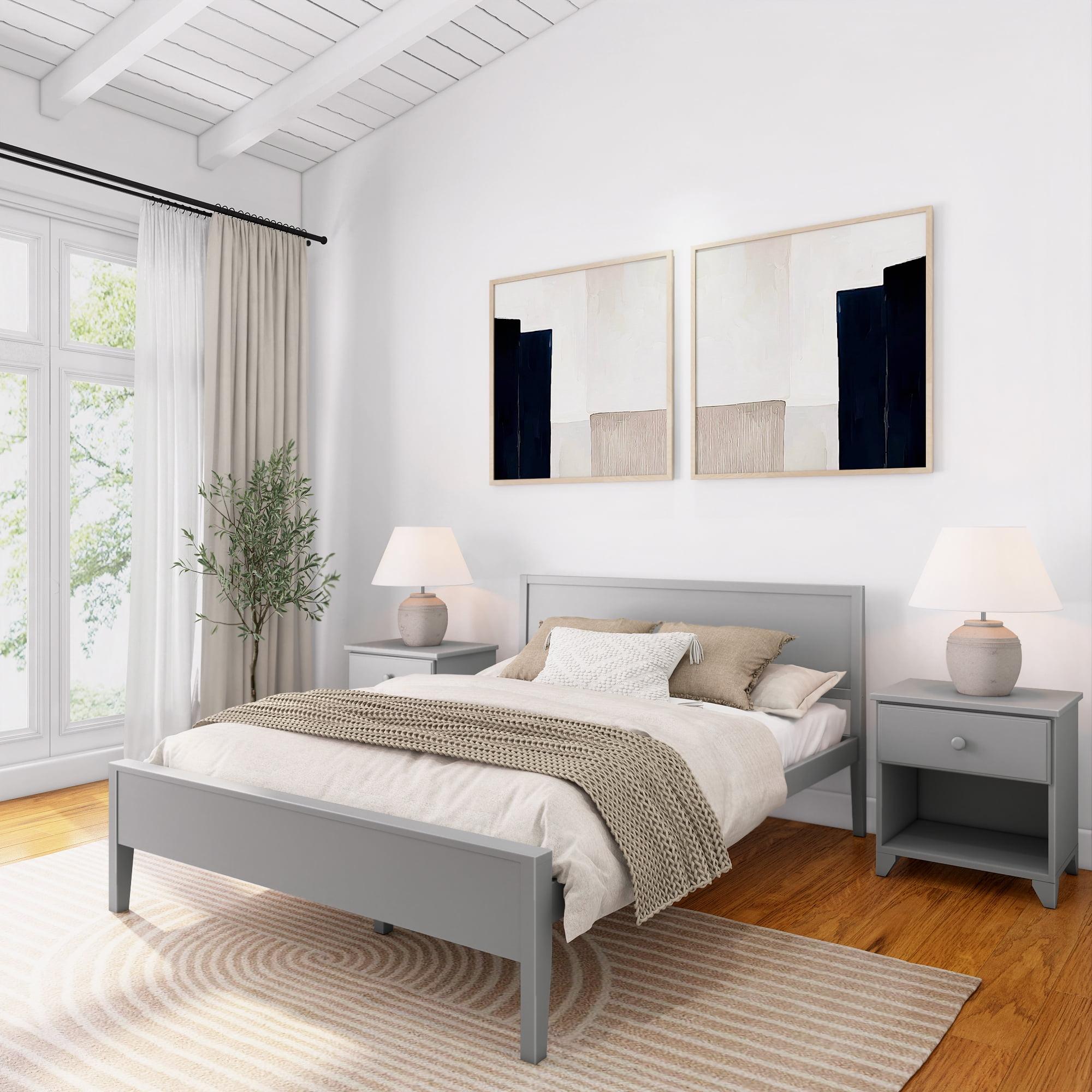 Plank+Beam Solid Wood Queen Bed Frame with Headboard, Modern Platform Bed for Adults