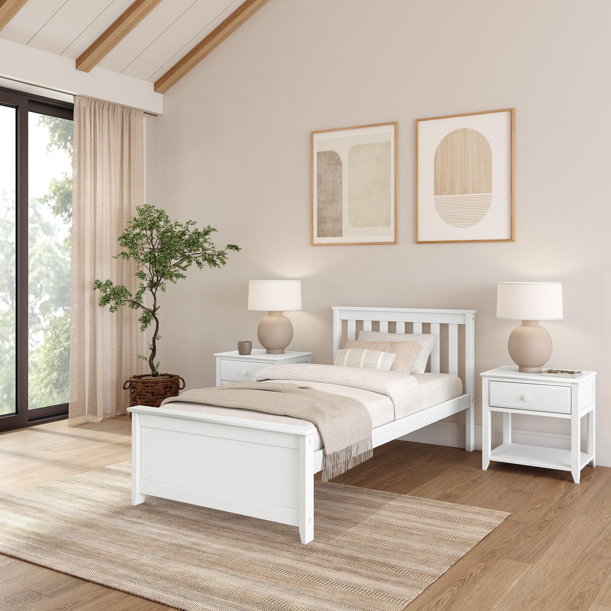 Plank+Beam Classic Solid Wood Twin Platform Bed Frame with Slatted Headboard