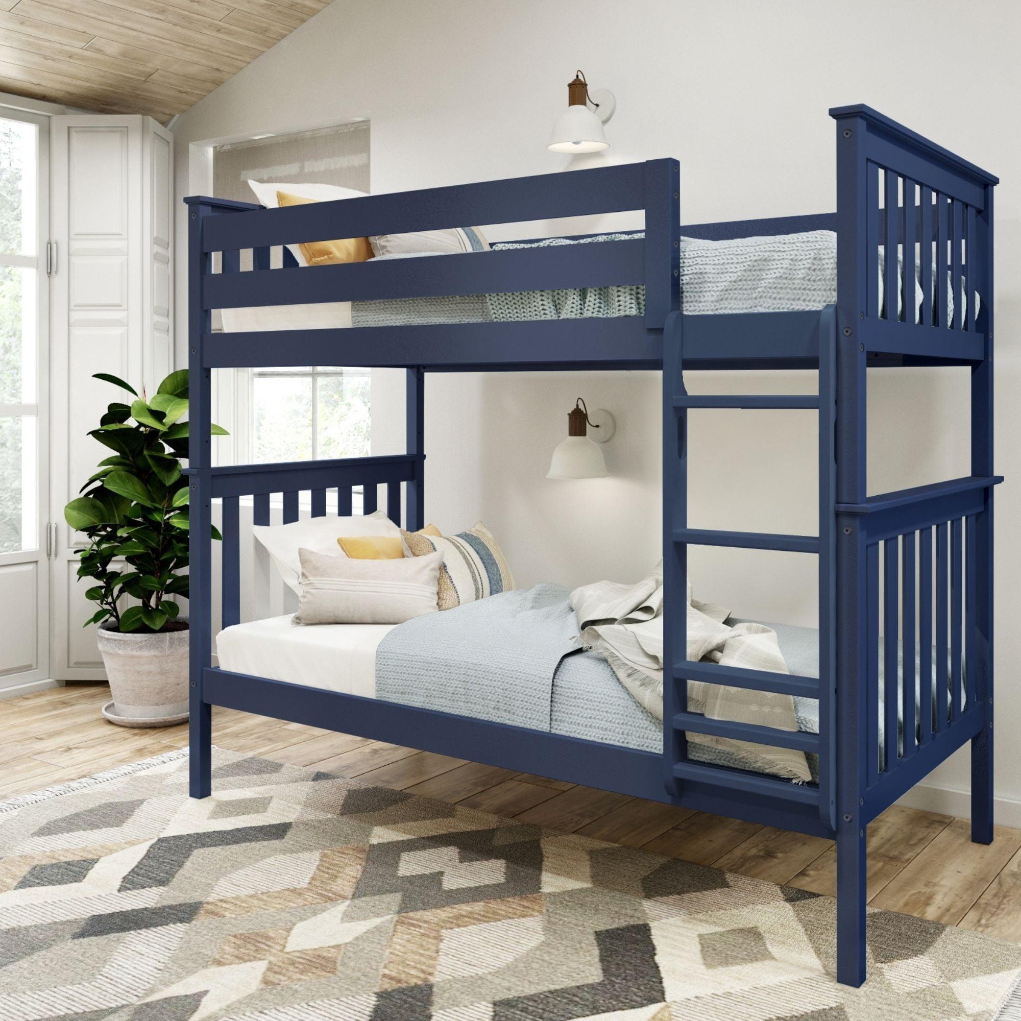 Plank+Beam Solid Wood Twin over Twin Bunk Bed with Ladder for Adults, No Box Spring Needed