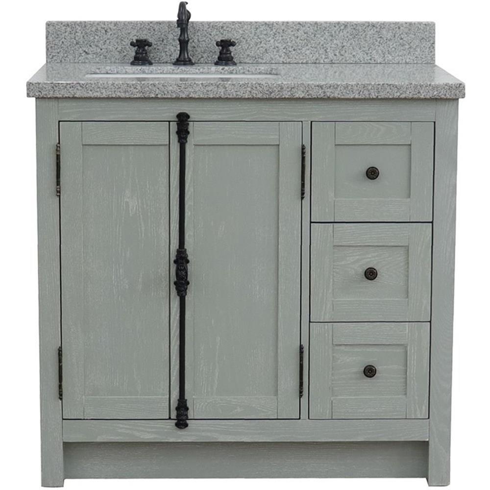 Plantation 37" Solid Wood Single Wooden Vanity  with Left Rectangle Sink in Ash