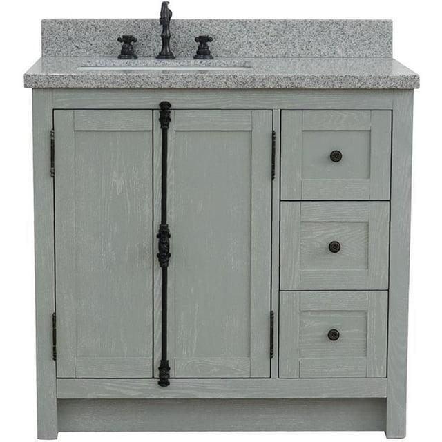 Plantation 37" Solid Wood Single Wooden Vanity  with Left Rectangle Sink in Ash