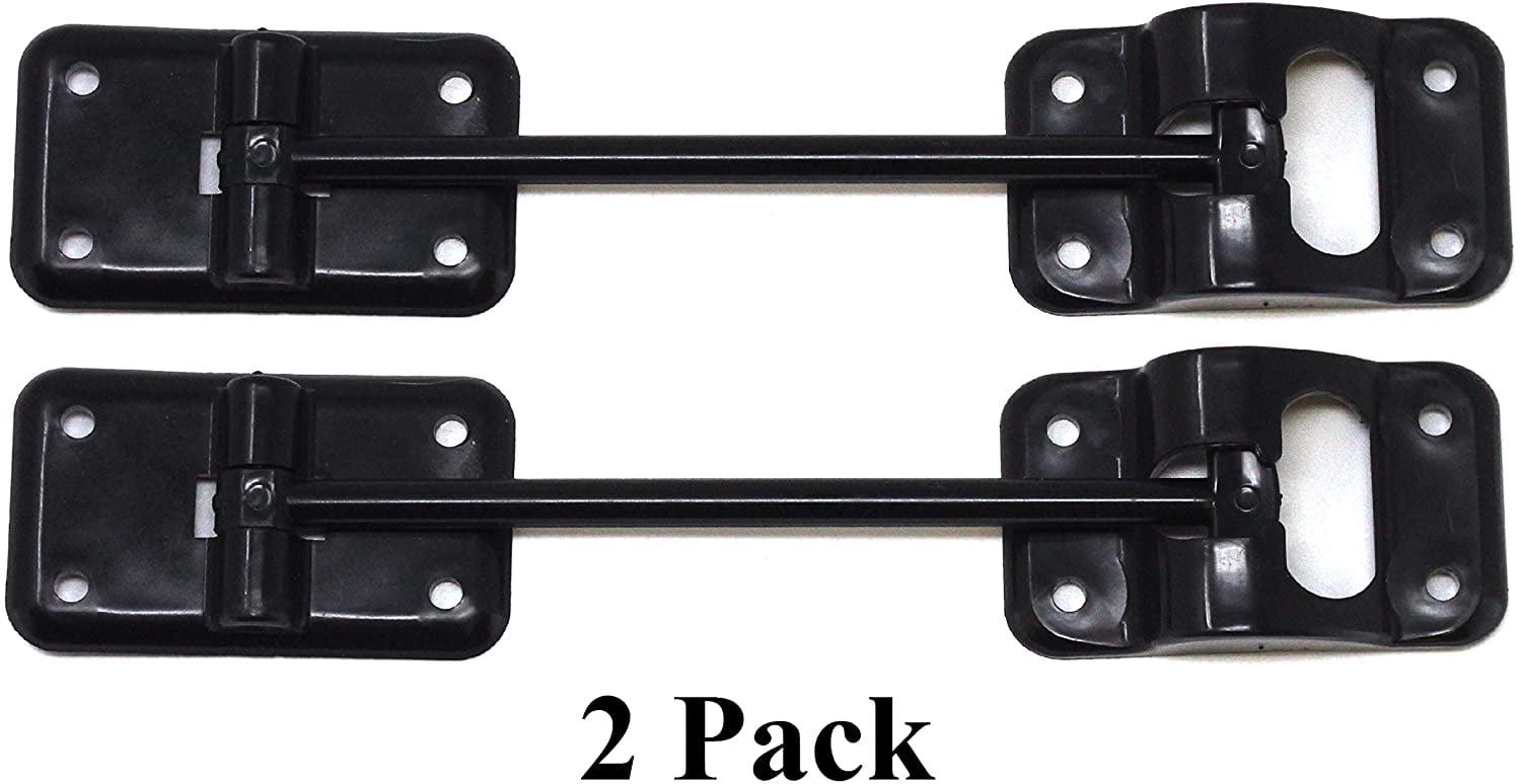Plastic 6” T-Style Entry Door Catch Latch Holder for RV Camper Trailer Cargo Hatch Assembly Kit - (BLACK)  2 Pack