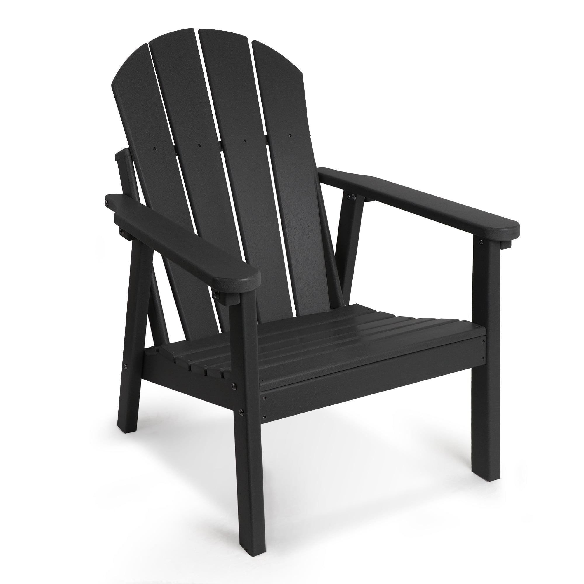 Black HDPE Weather Resistant Folding Adirondack Chair