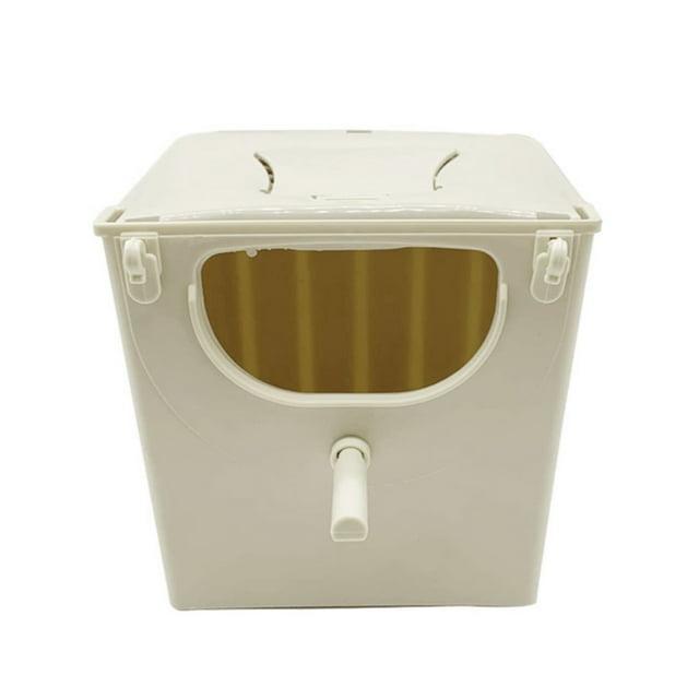 Off-White Plastic Parakeet Nesting Box with Perch