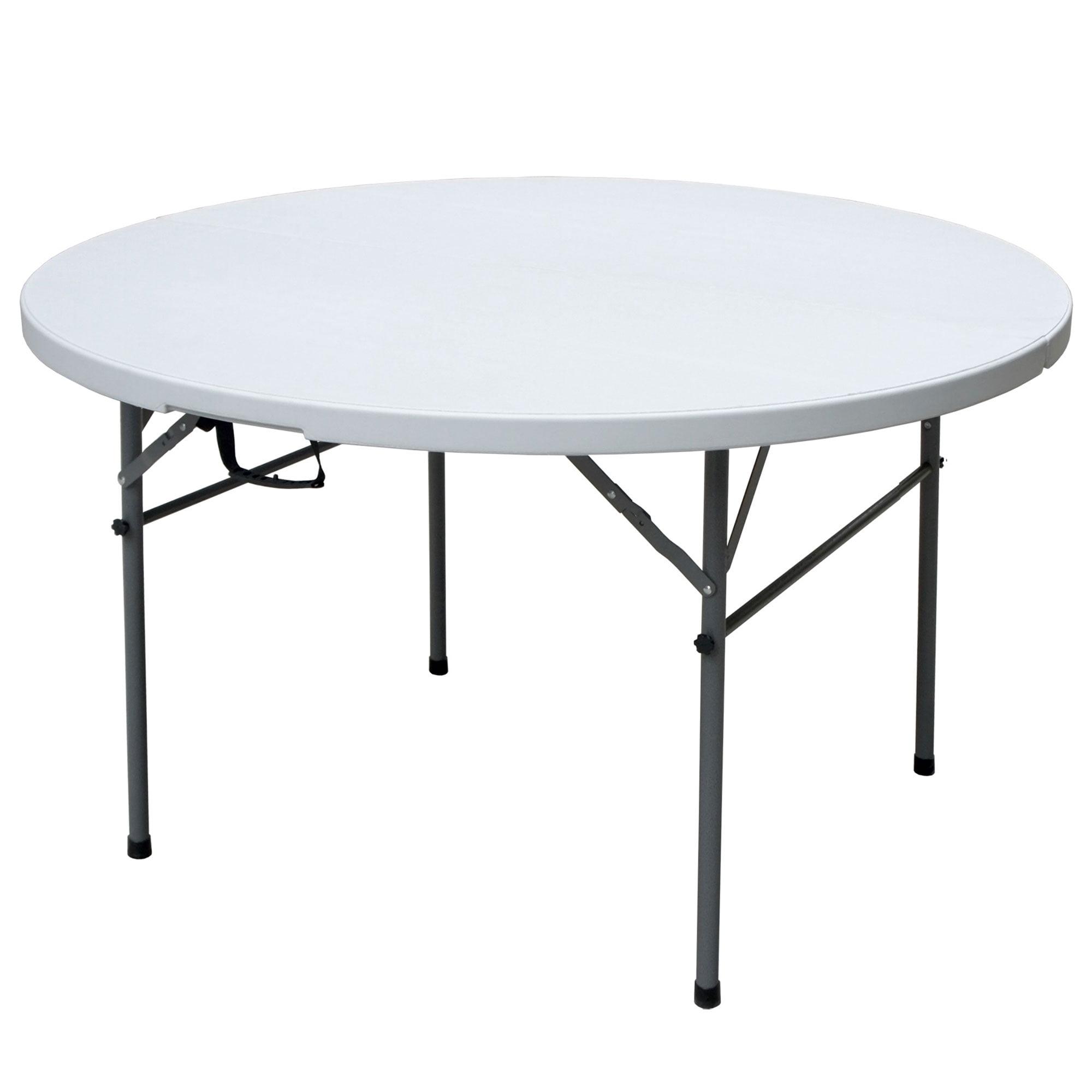 White 4' Round Folding Banquet Table with Steel Legs