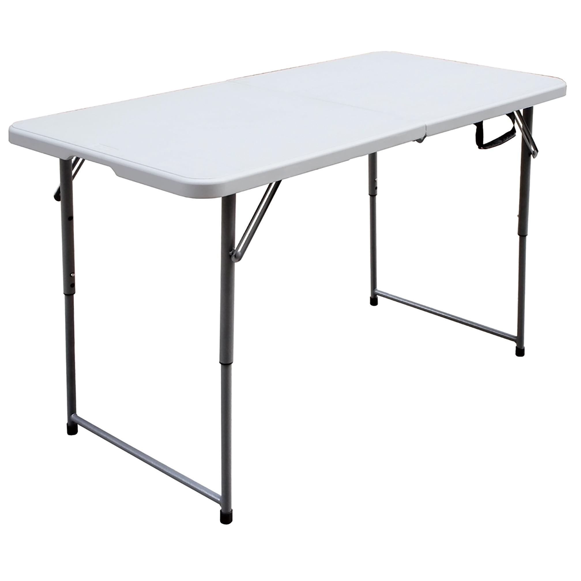 White 4-Foot Foldable Utility Table with Steel Legs