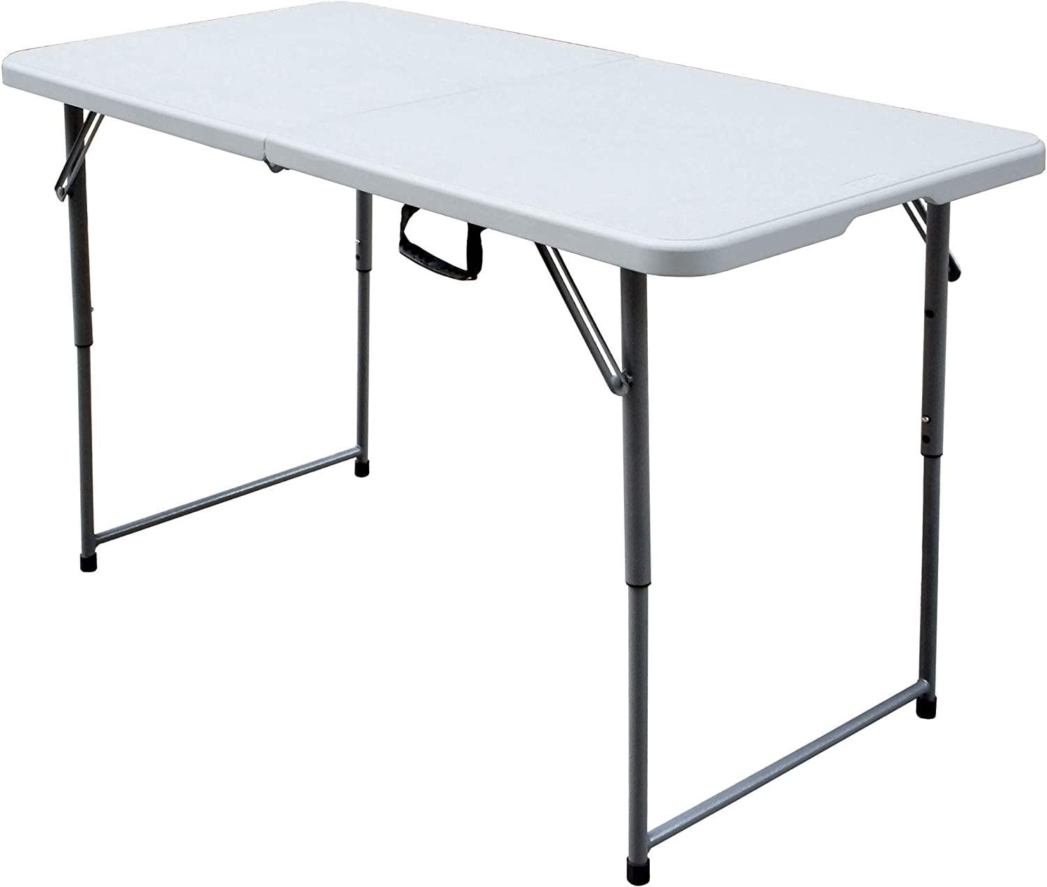 White 4-Foot Foldable Utility Table with Steel Legs