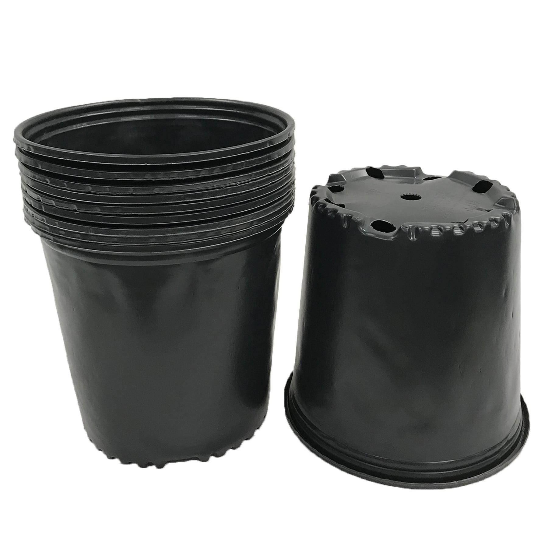 Black 2-Gallon Plastic Nursery Pots with Drainage Holes, Set of 10