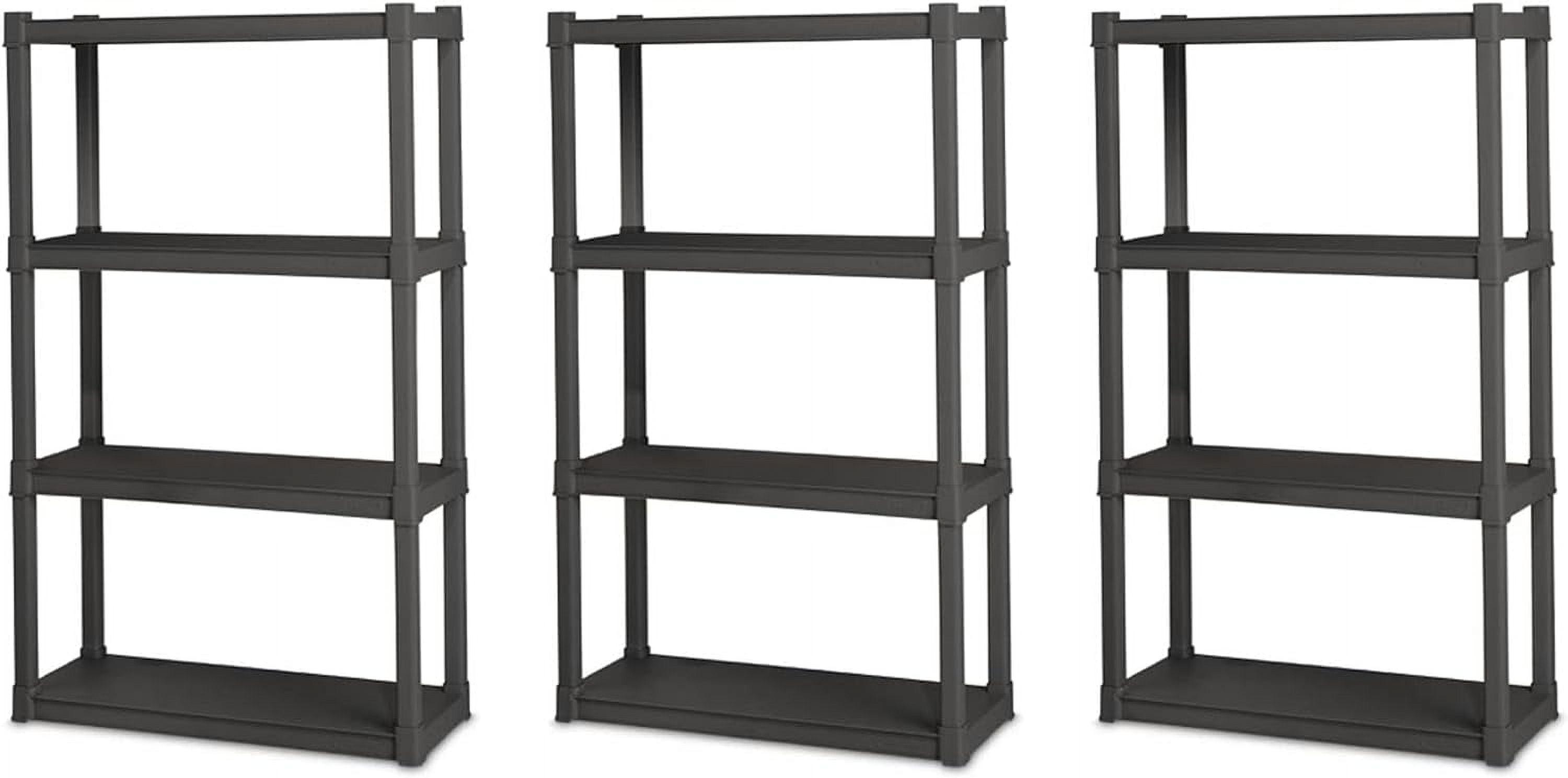 Sterilite 35" Gray Durable Plastic 4-Shelf Indoor/Outdoor Shelving Unit