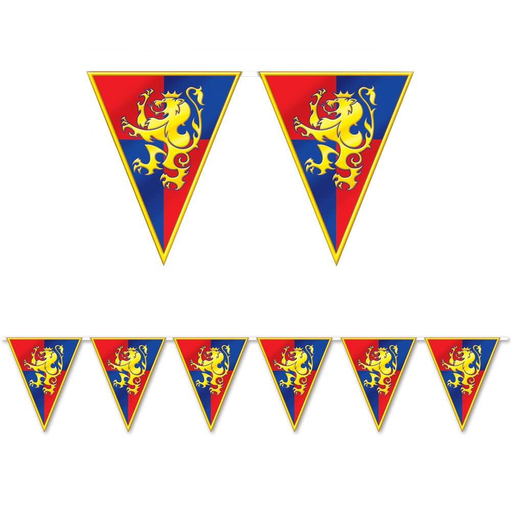 Beistle Medieval Pennant Banner, 11" x 12', (2/Pkg) Multicolored