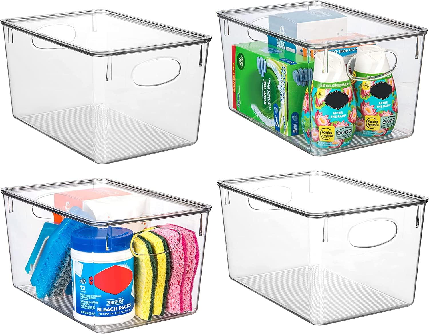 ClearSpace Plastic Storage Bins With lids Perfect Kitchen Organization or Pantry Storage Fridge Organizer, Cabinet Organizers - 4 Pack