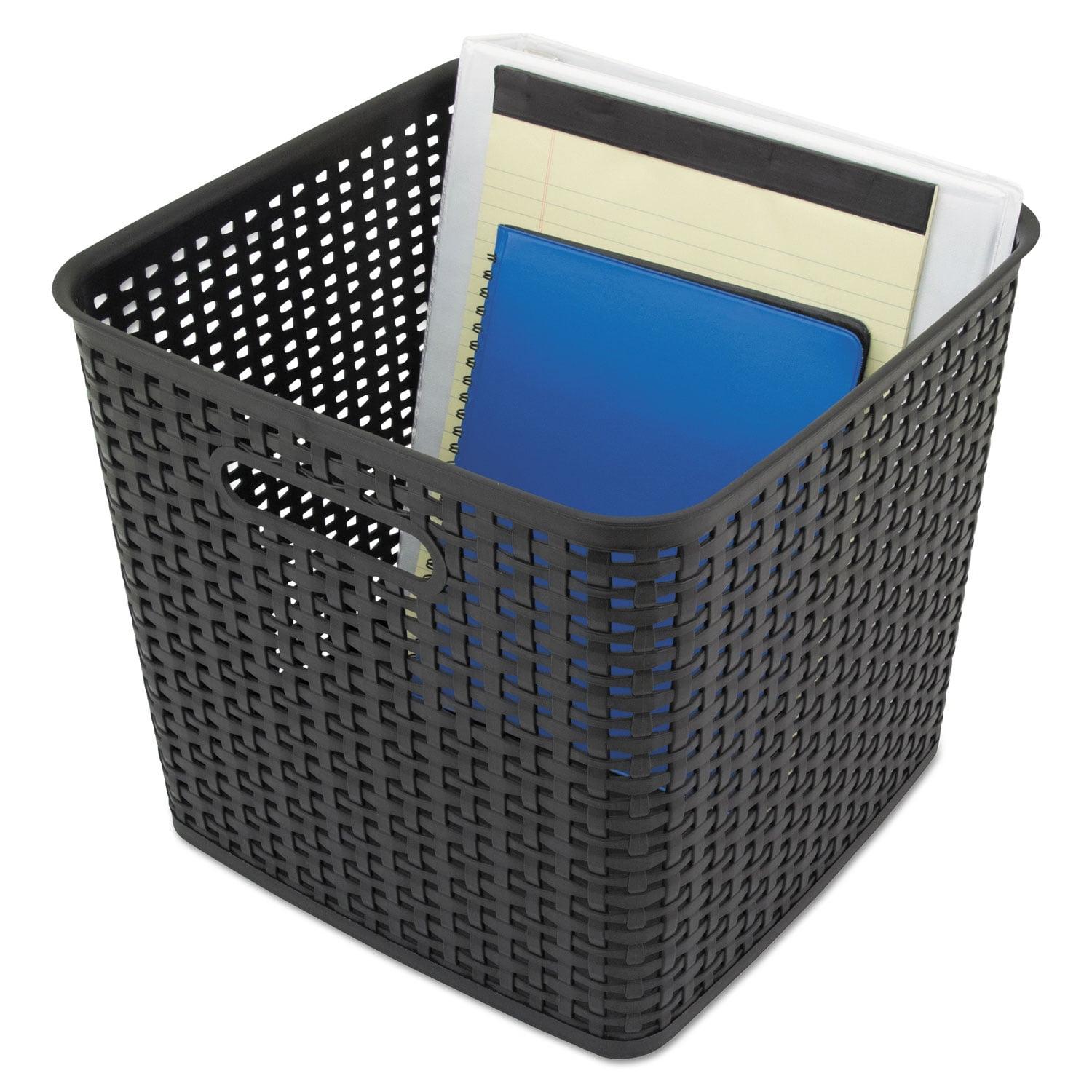 Advantus Plastic Weave Bin Extra Large 12.5" x 12.5" x 11.13" Black 2/Pack 40376