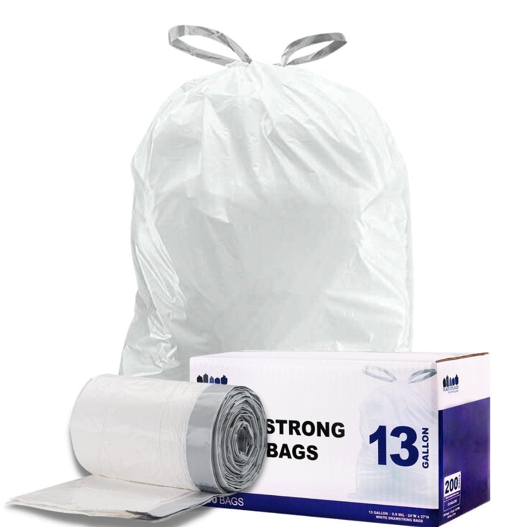 Extra Tall White Drawstring 13 Gallon Trash Bags, 200 Count