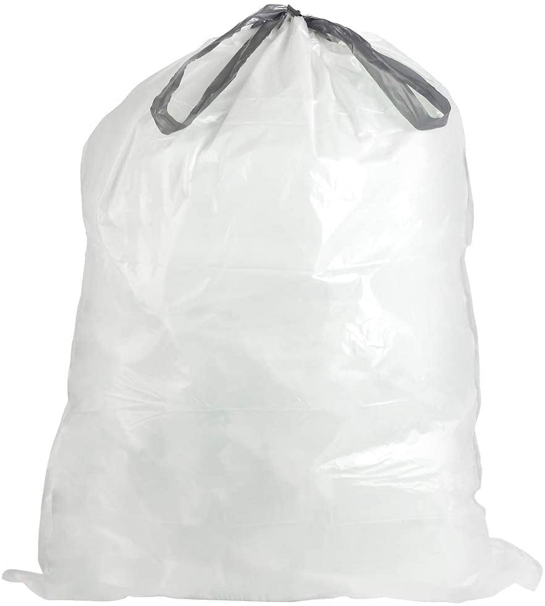 Plasticplace White Trash Bags Compatible with simplehuman Code E (100 Count) 5.2 Gallon / 20 Liter 18.75" x 20