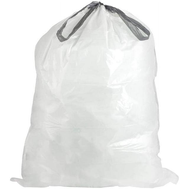 Plasticplace White Trash Bags Compatible with simplehuman Code E (100 Count) 5.2 Gallon / 20 Liter 18.75" x 20