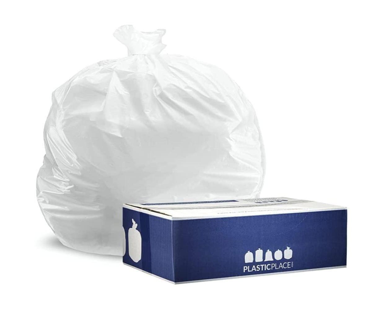 Plasticplace 8 Gallon VALUE LINE White Trash Bags, 22''x24'' (110 Count)