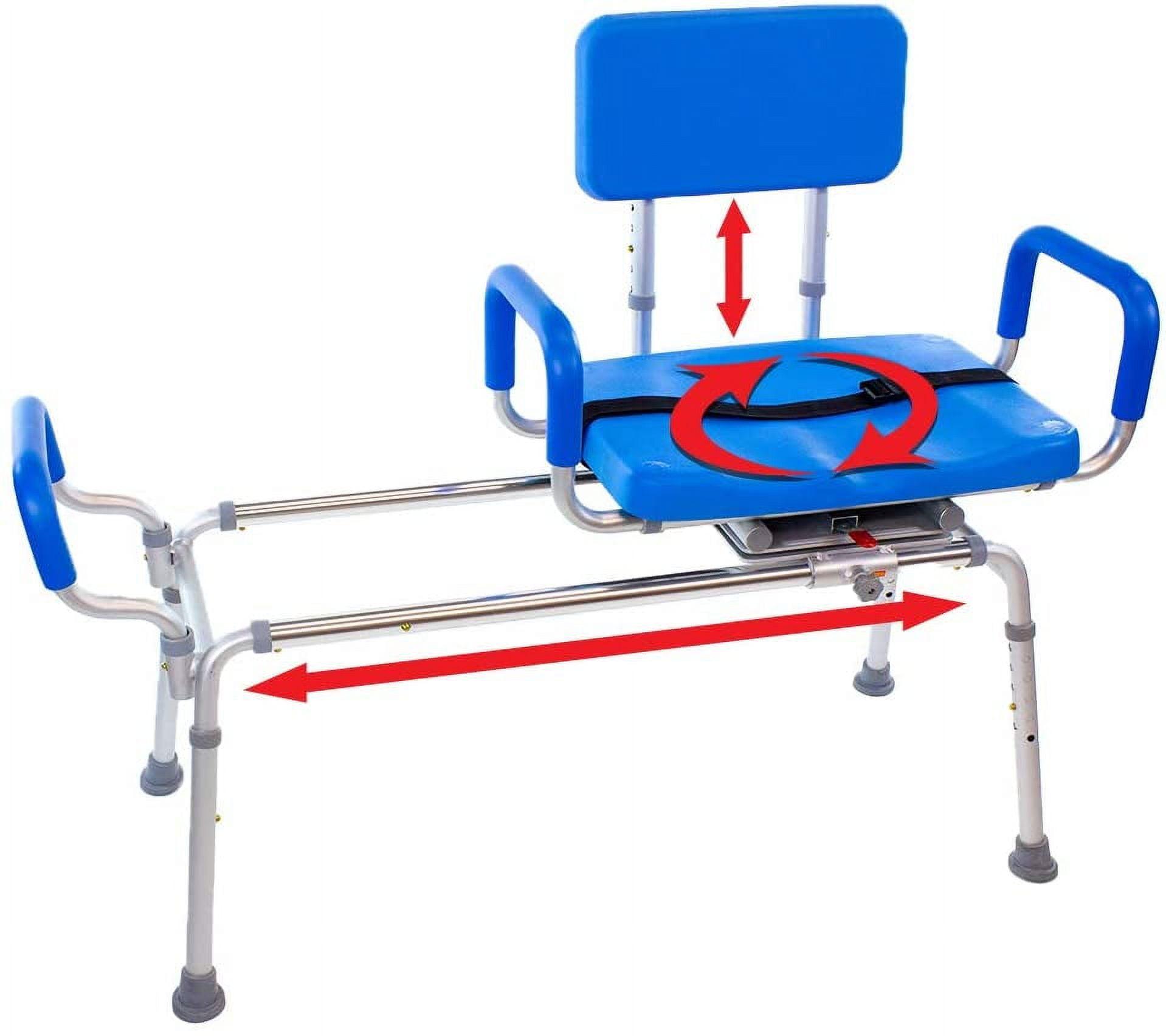 Blue Bariatric Sliding Transfer Bench with Swivel Seat