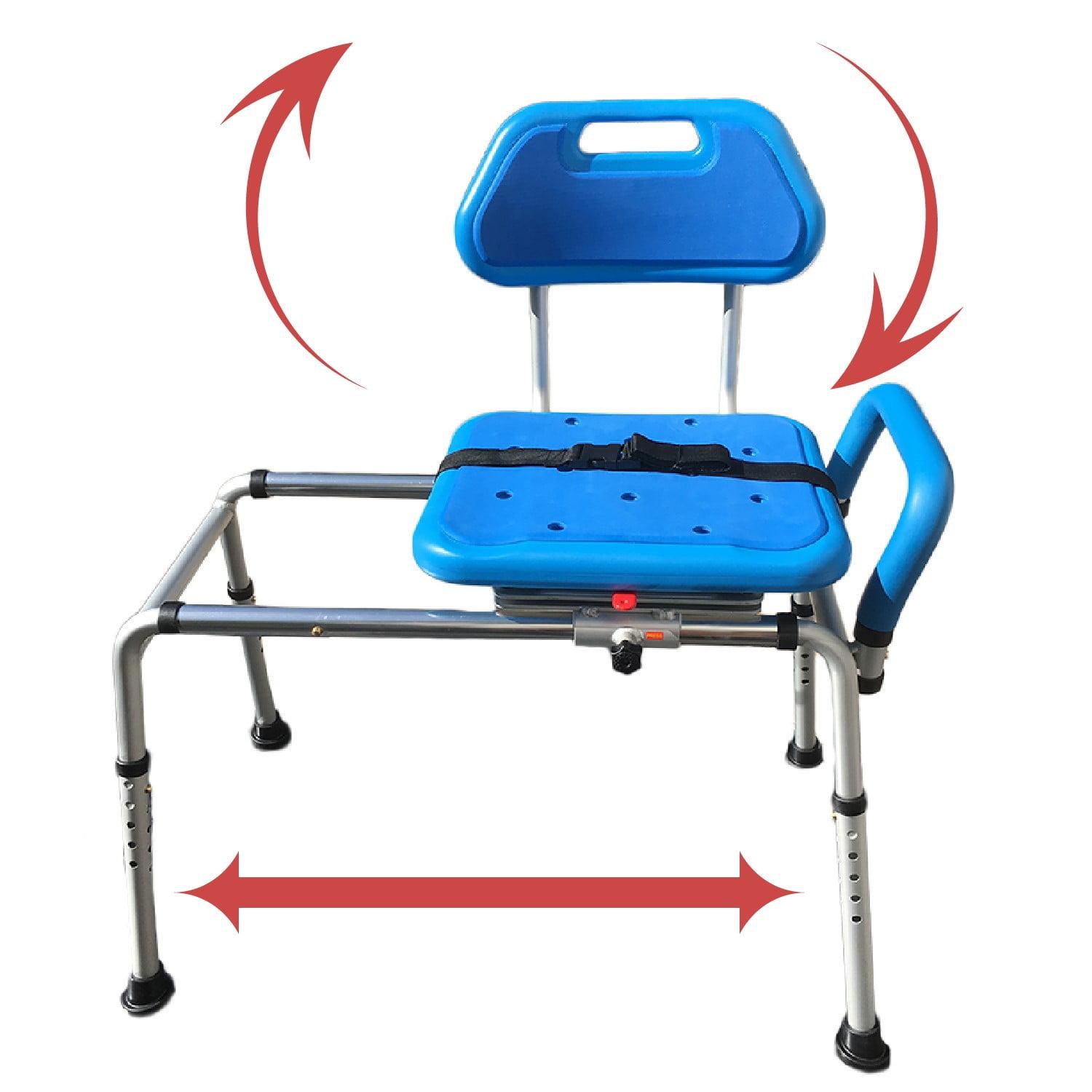 Blue Adjustable Plastic Sliding Transfer Bench with Swivel Seat