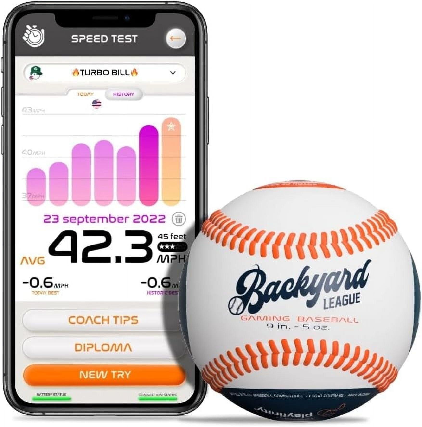 Playfinity Backyard League Gaming Baseball For Kids | Real Baseball with Sensors and App | Play, Train, Analyze and Connect with Others - White