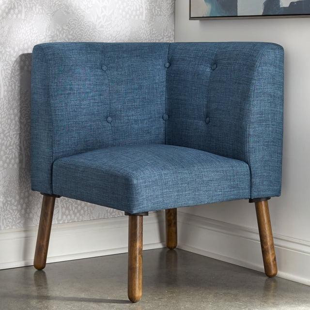 Buylateral Playmate Mid Century Modern Breakfast Nook Upholstered Corner Chair Blue: Linen Upholstery, Rubberwood Frame, Spot Clean, 250lb Capacity