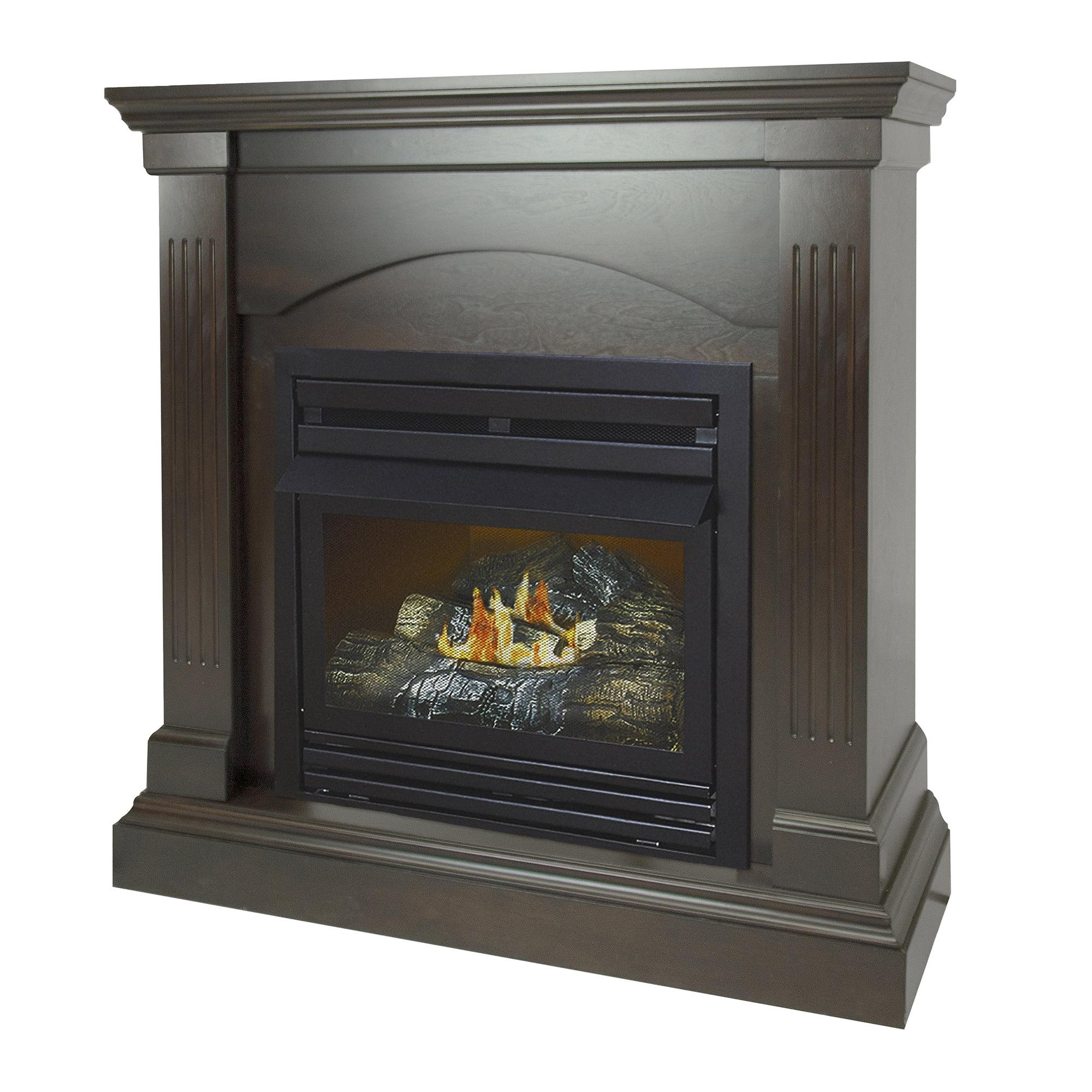 Pleasant Hearth 36 in. Natural Gas Compact Freestanding Tobacco Vent Free Fireplace 20,000 BTU