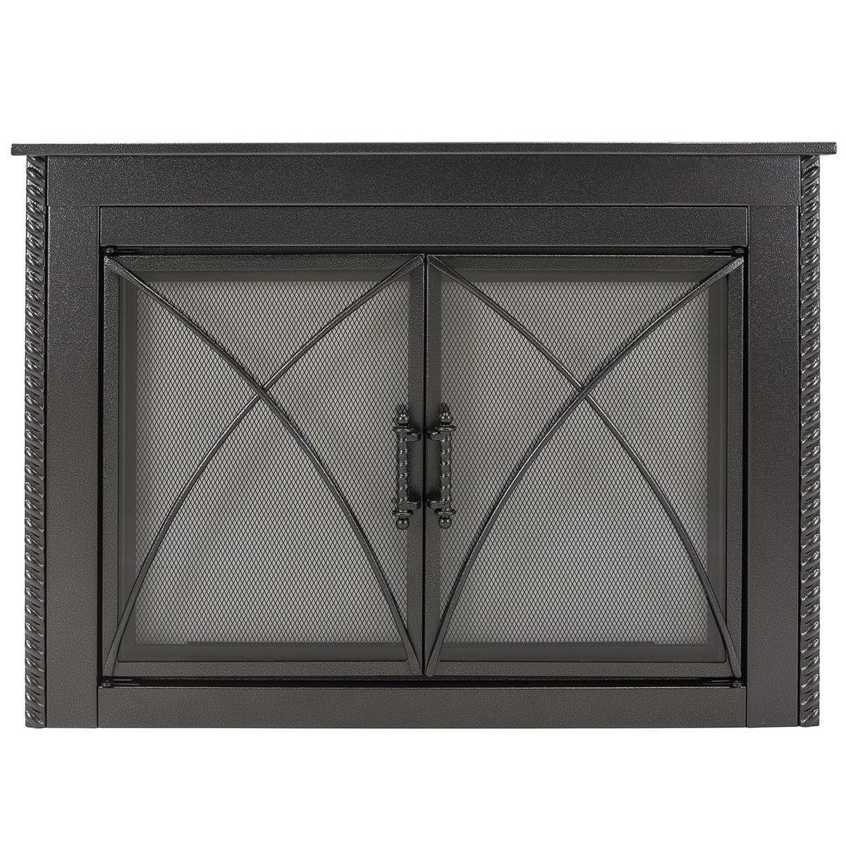 Albus Hammered Black Fireplace Glass Door with Smoke Glass