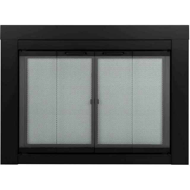 Pleasant Hearth Ascot Black Fireplace Glass Doors - Large