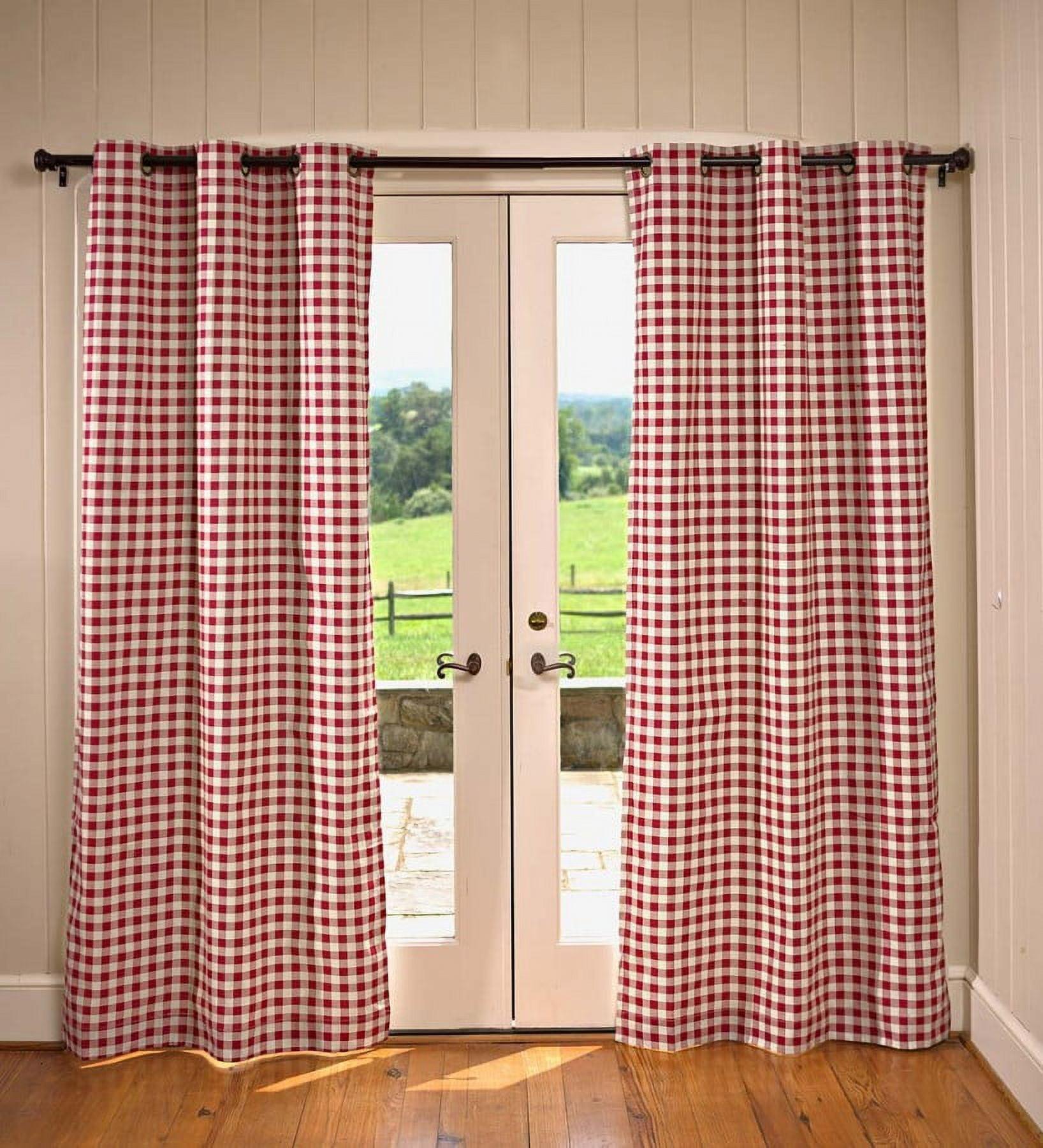 Dark Green Cotton Light-Filtering Grommet Door Curtains