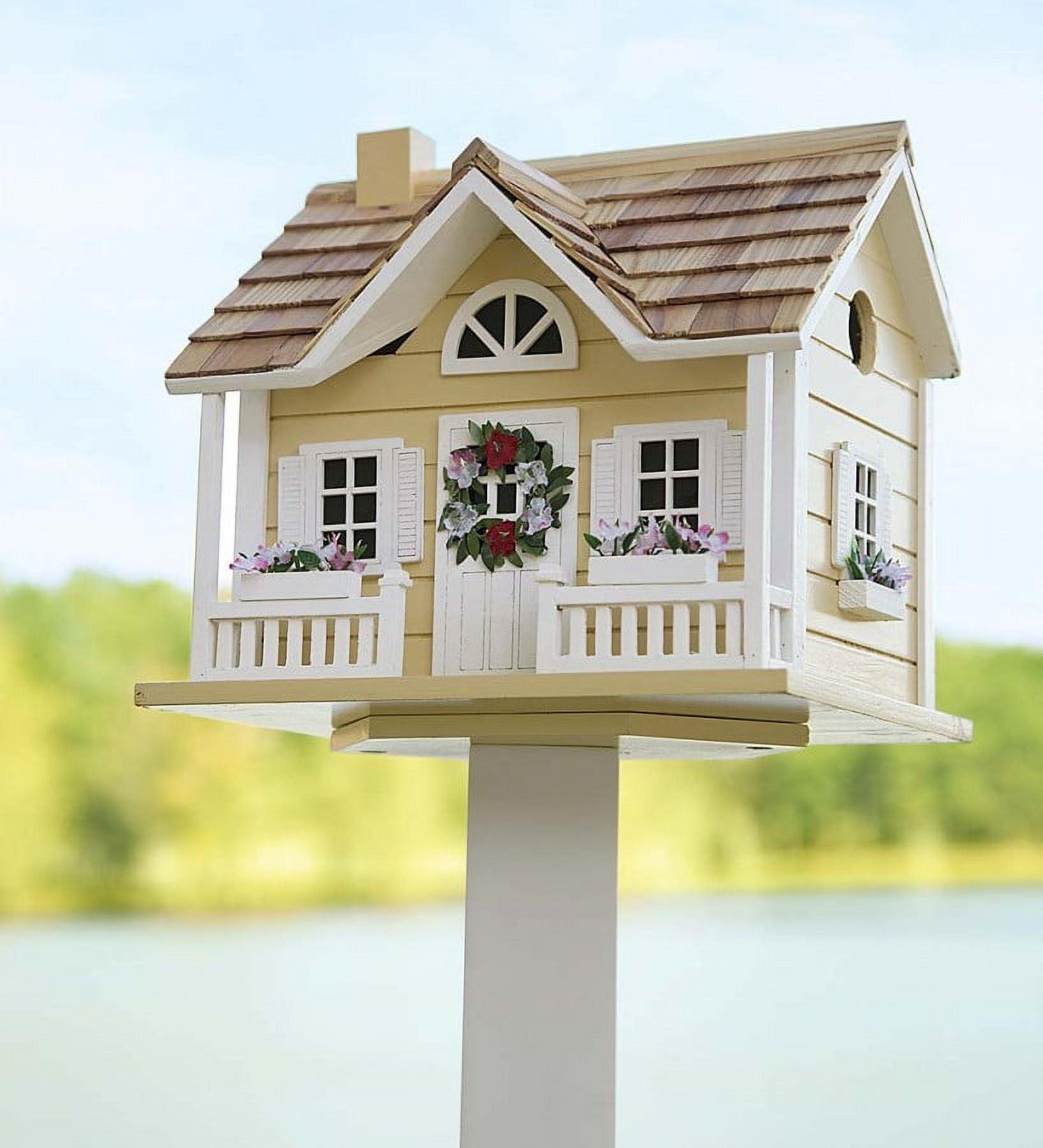 Plow & Hearth - Wreath Cottage Birdhouse with Pine-Shingled Roof
