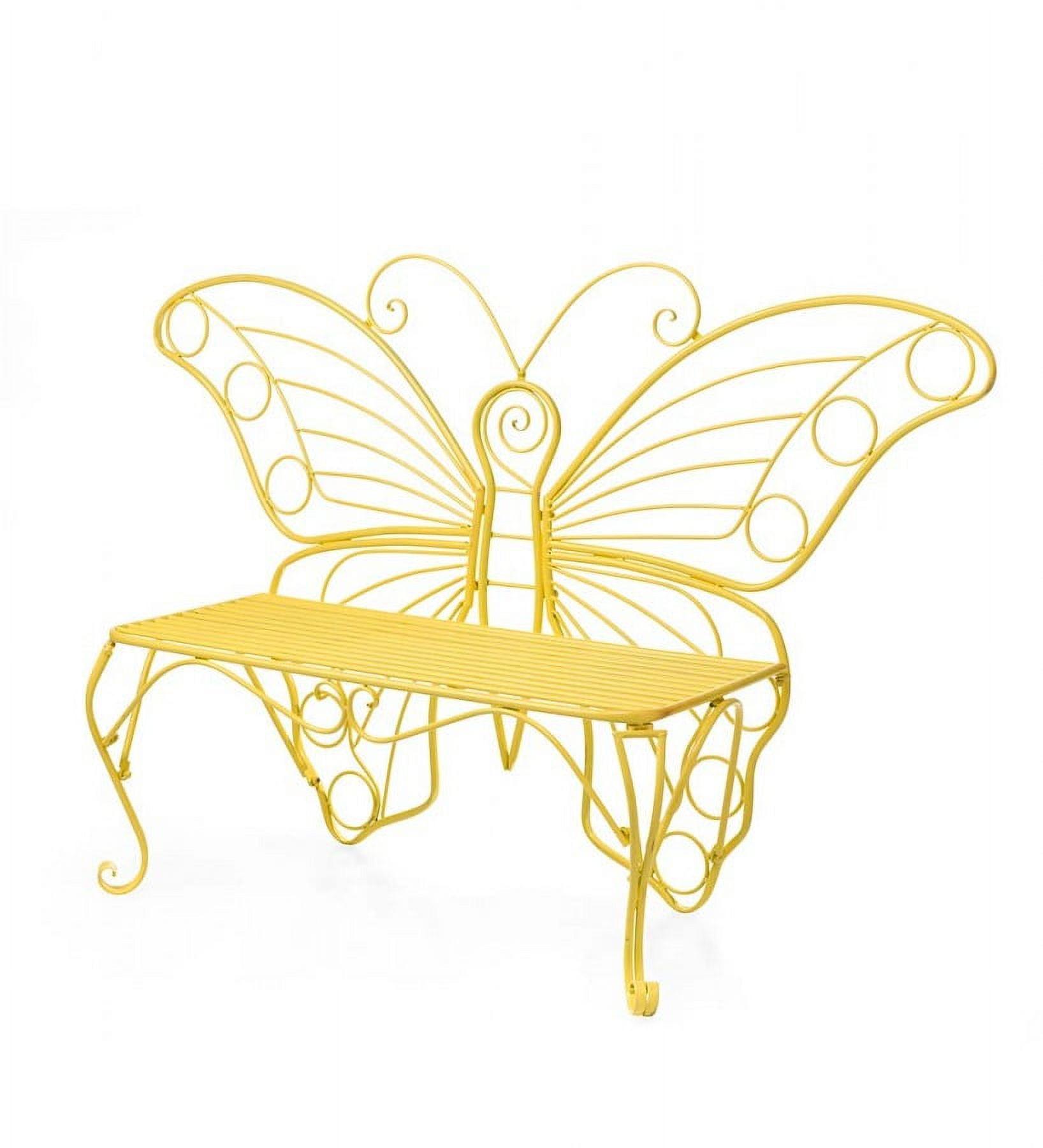 Plow & Hearth Yellow Metal Butterfly Garden Bench