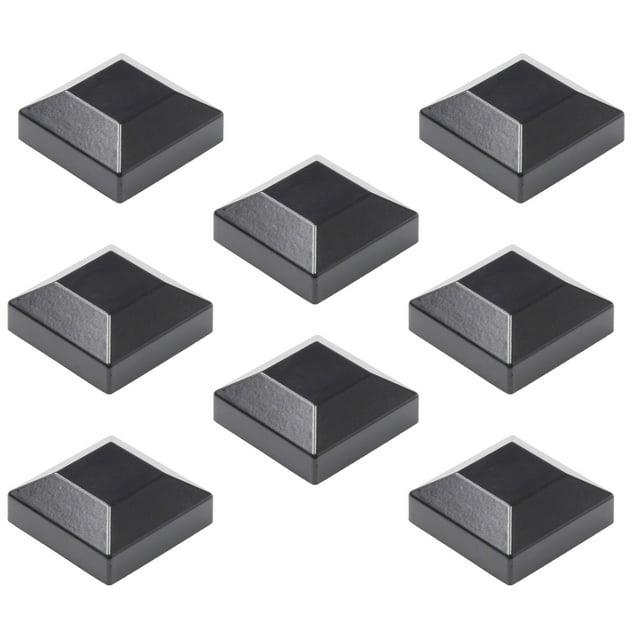 Plum Fittings 1 1/2" x 1 1/2" Square Black Post Cap for Aluminum Fence Posts | Black Post Caps (8 Pack)