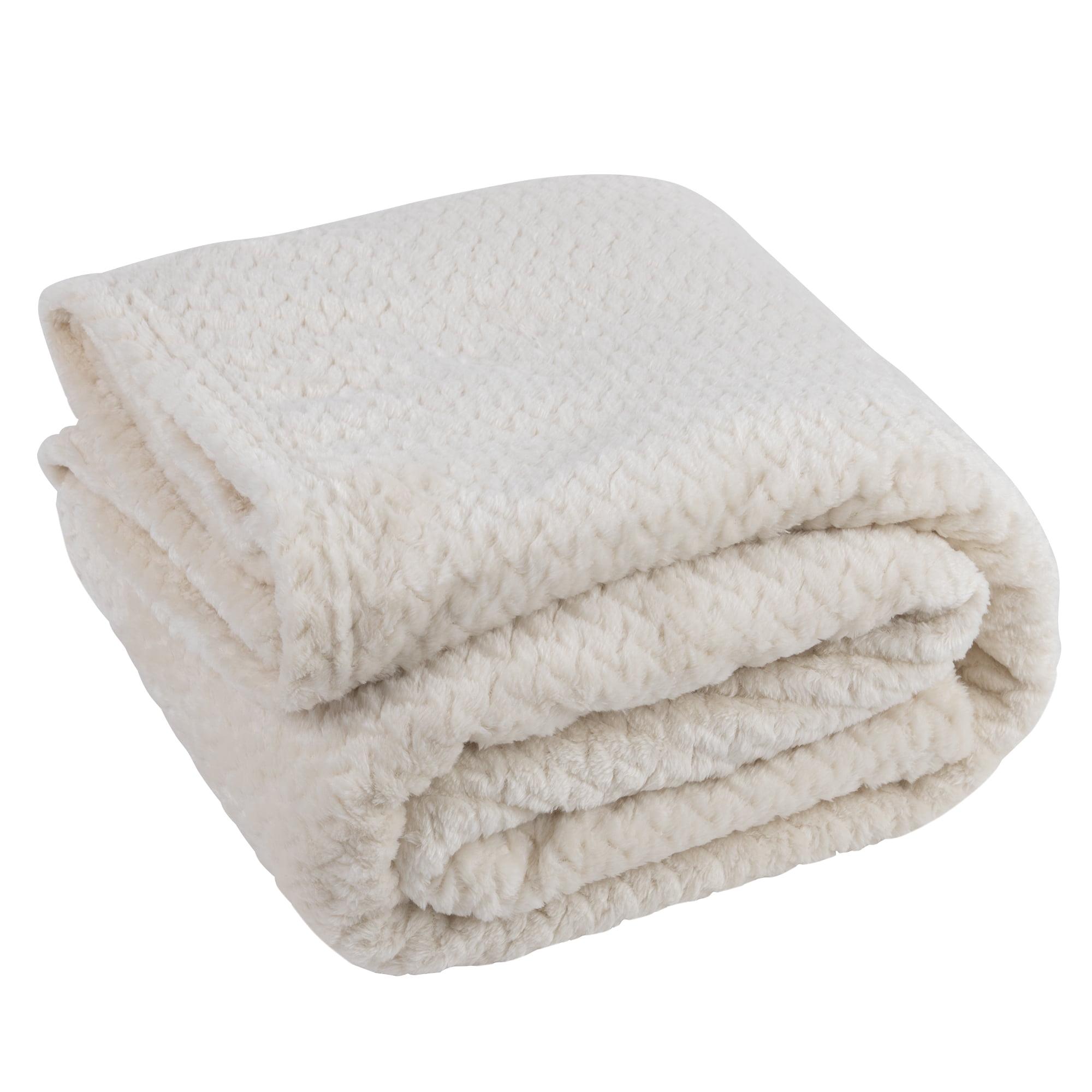 Cream Waffle Knit Microfiber Sherpa Throw Blanket 50" x 60"