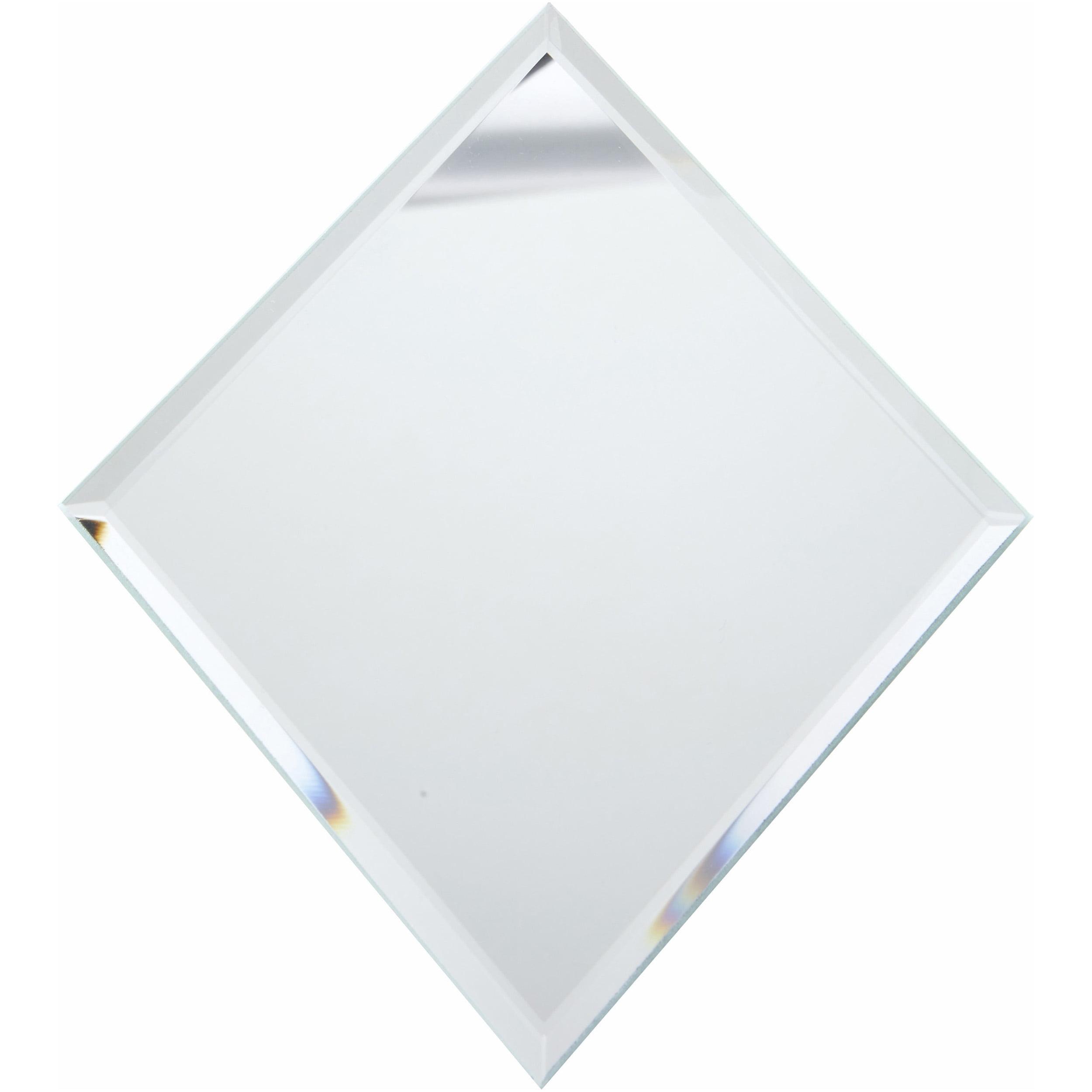 Diamond-Shaped Silver Glass Tabletop Mirror