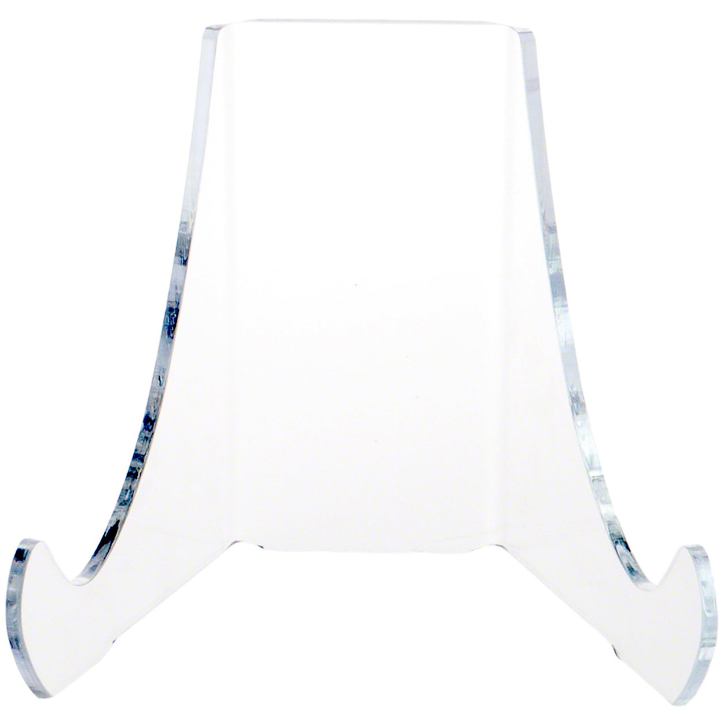 Plymor Clear Acrylic Flat Back Easel With Rounded Support Ledges, 4.5" H x 5.25" W x 4.5" D (3 Pack)